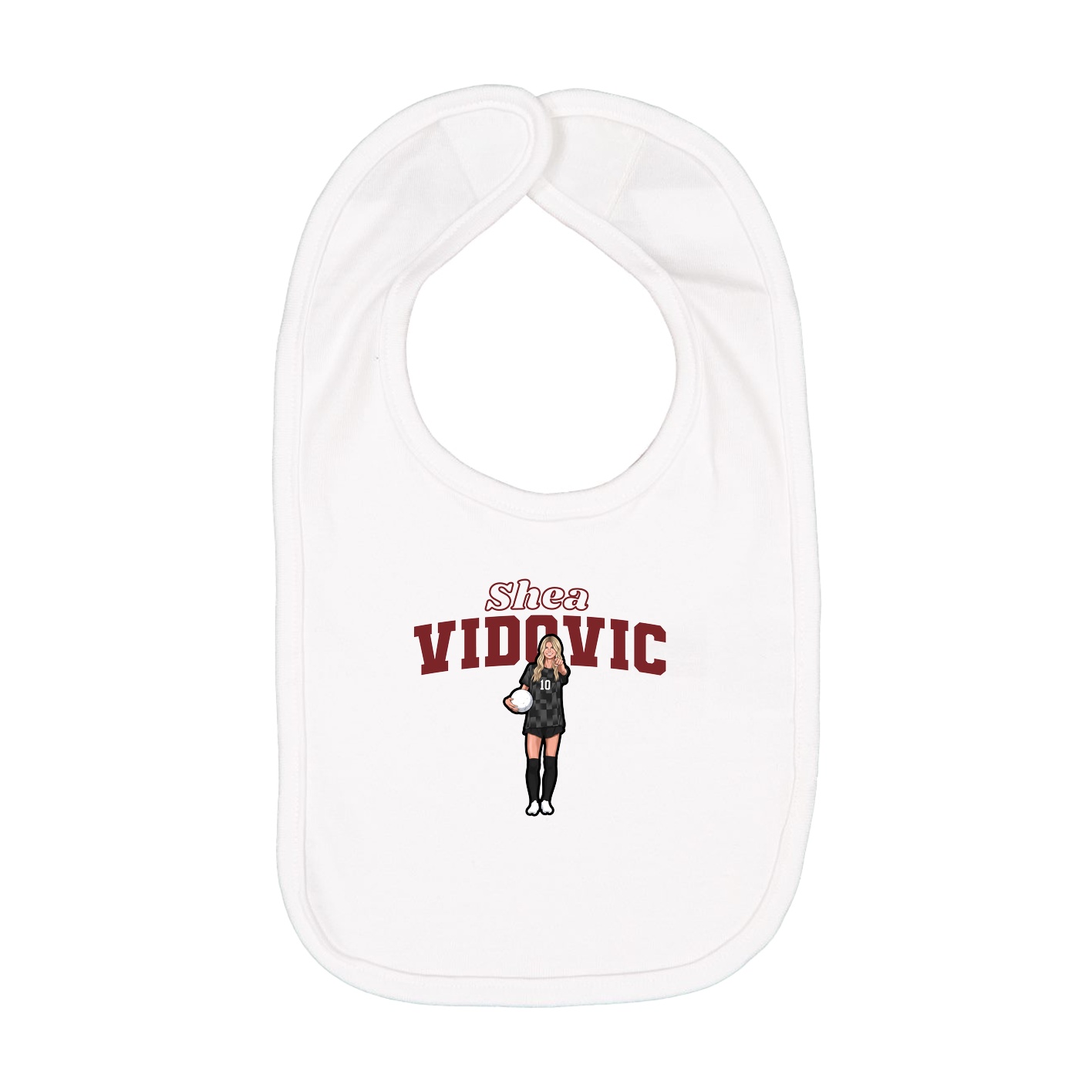 Infant Bib — Name Arch in White