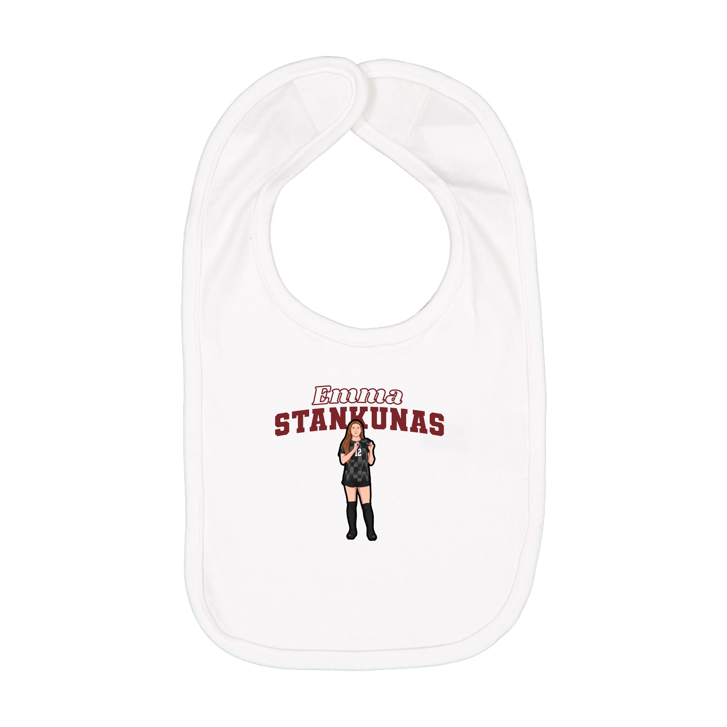 Infant Bib — Name Arch in White