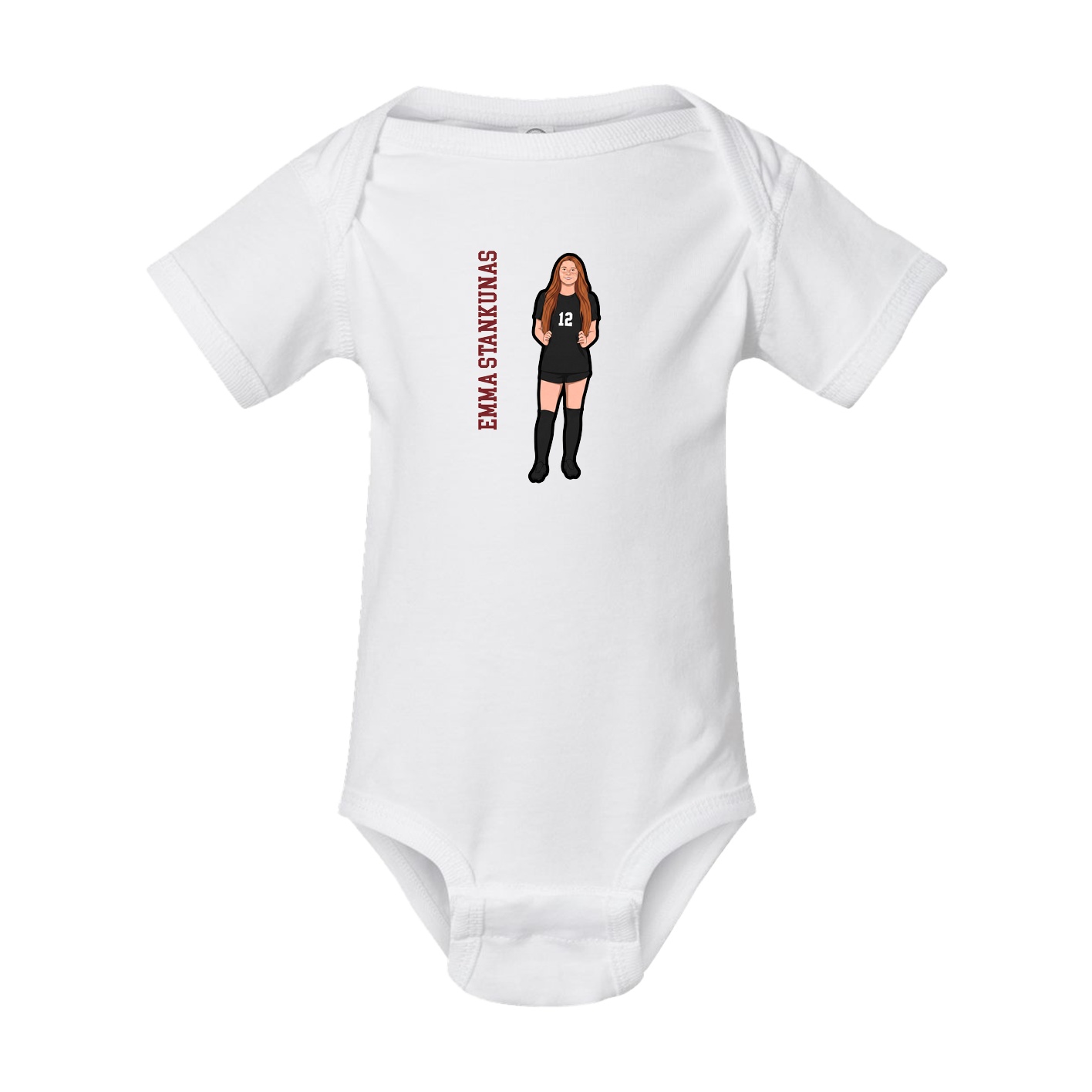 Baby Onesie — Name Vertical in White