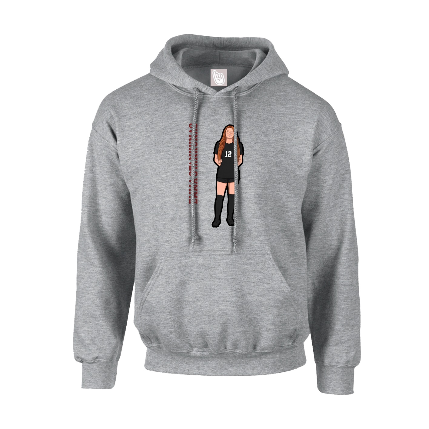 Youth Hoodie — Name Vertical in Grey