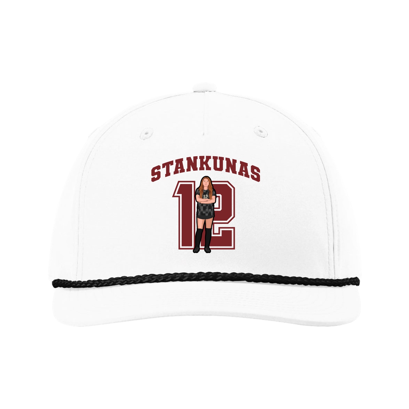 Five-Panel Classic Rope Cap — Number in White