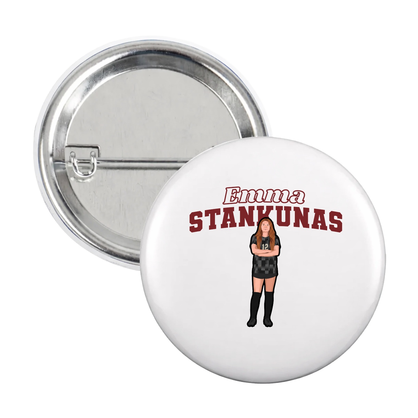 Game Day Button — Name Arch in White