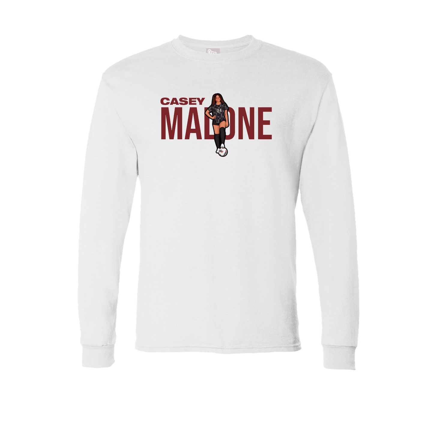 Long Sleeve Tee — Player Name in White