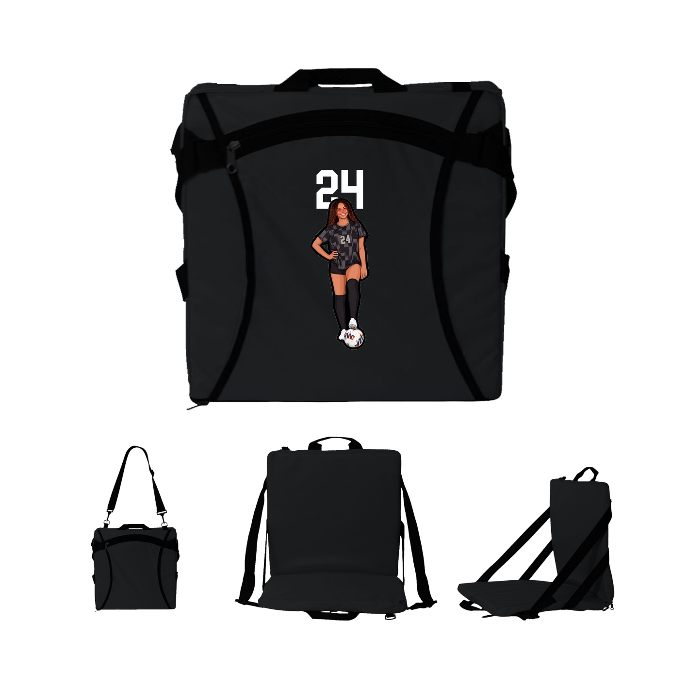 Folding Stadium Seat — Number Top in Black