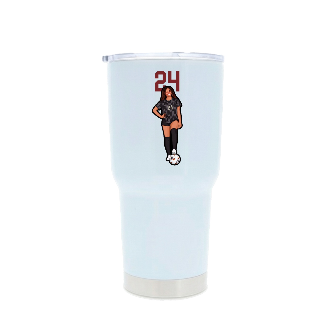 30oz Stainless Steel Tumbler — Number Top in White