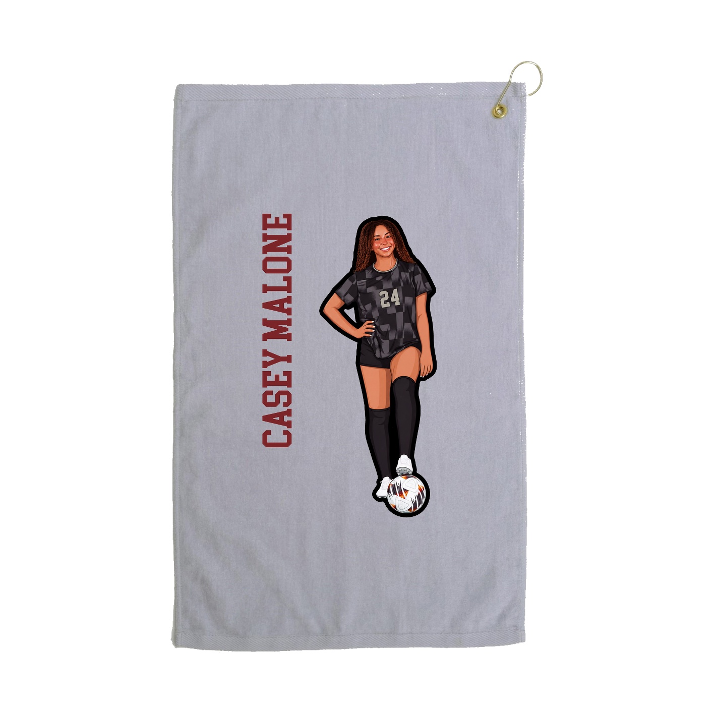 Golf Towel — Name Vertical in Grey