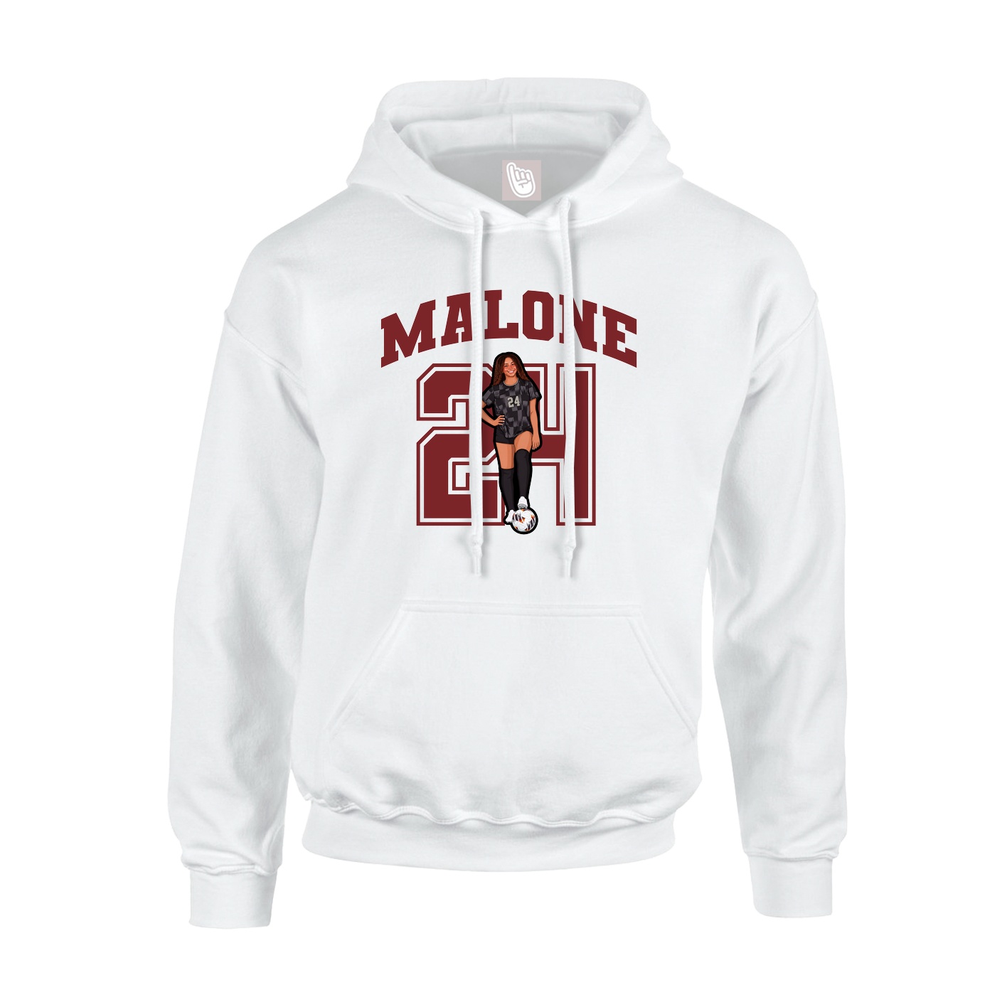 Youth Hoodie — Number in White