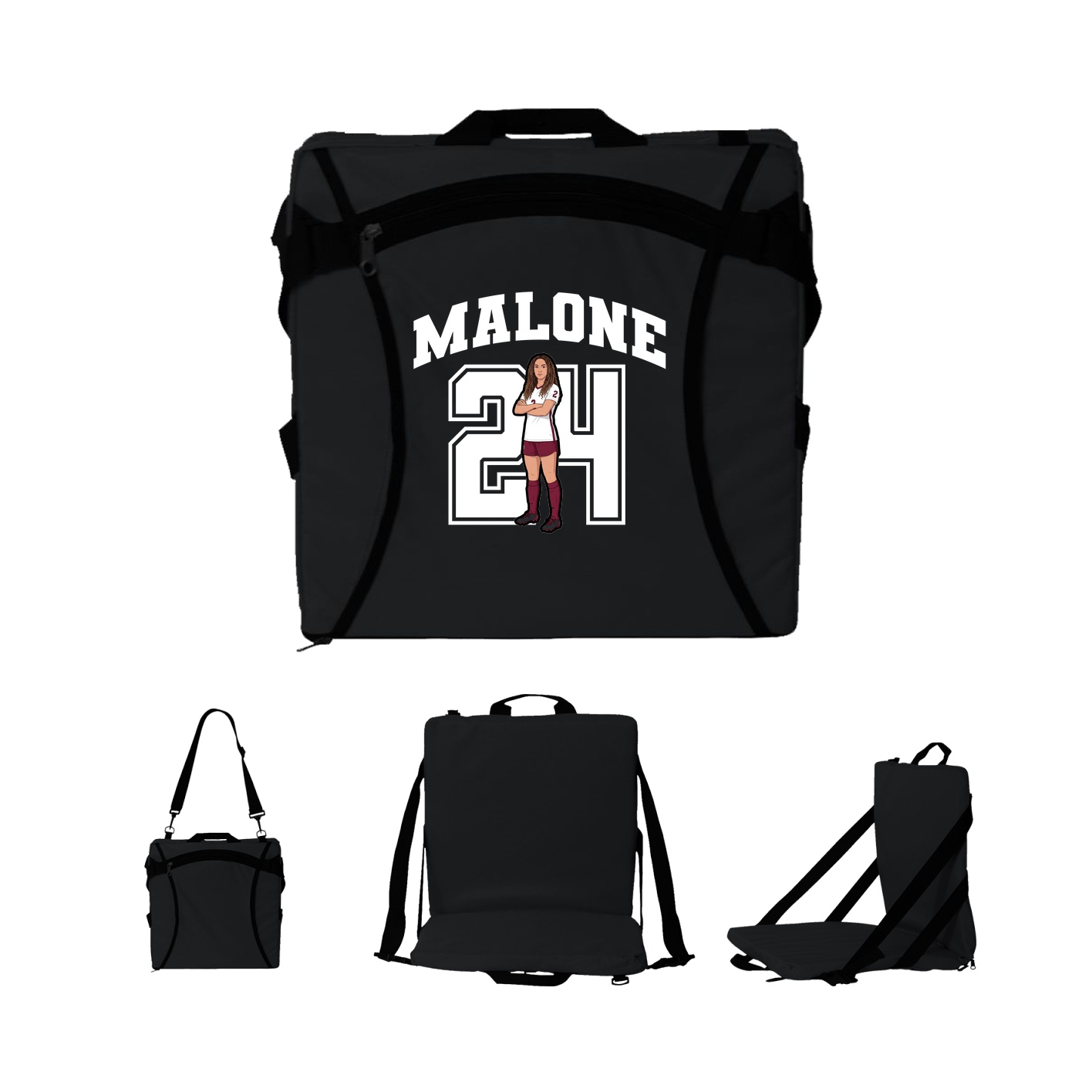 Folding Stadium Seat — Number in Black