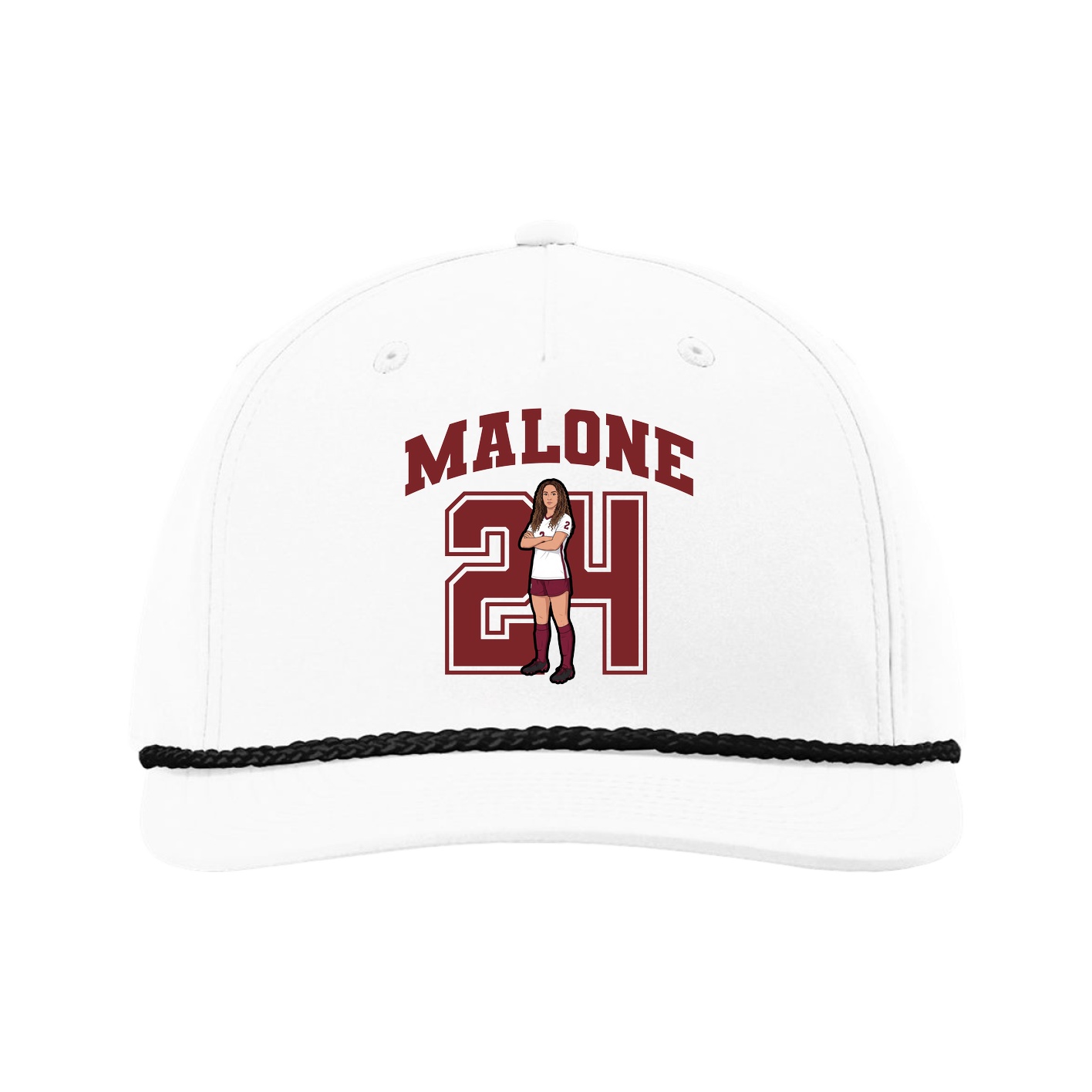 Five-Panel Classic Rope Cap — Number in White
