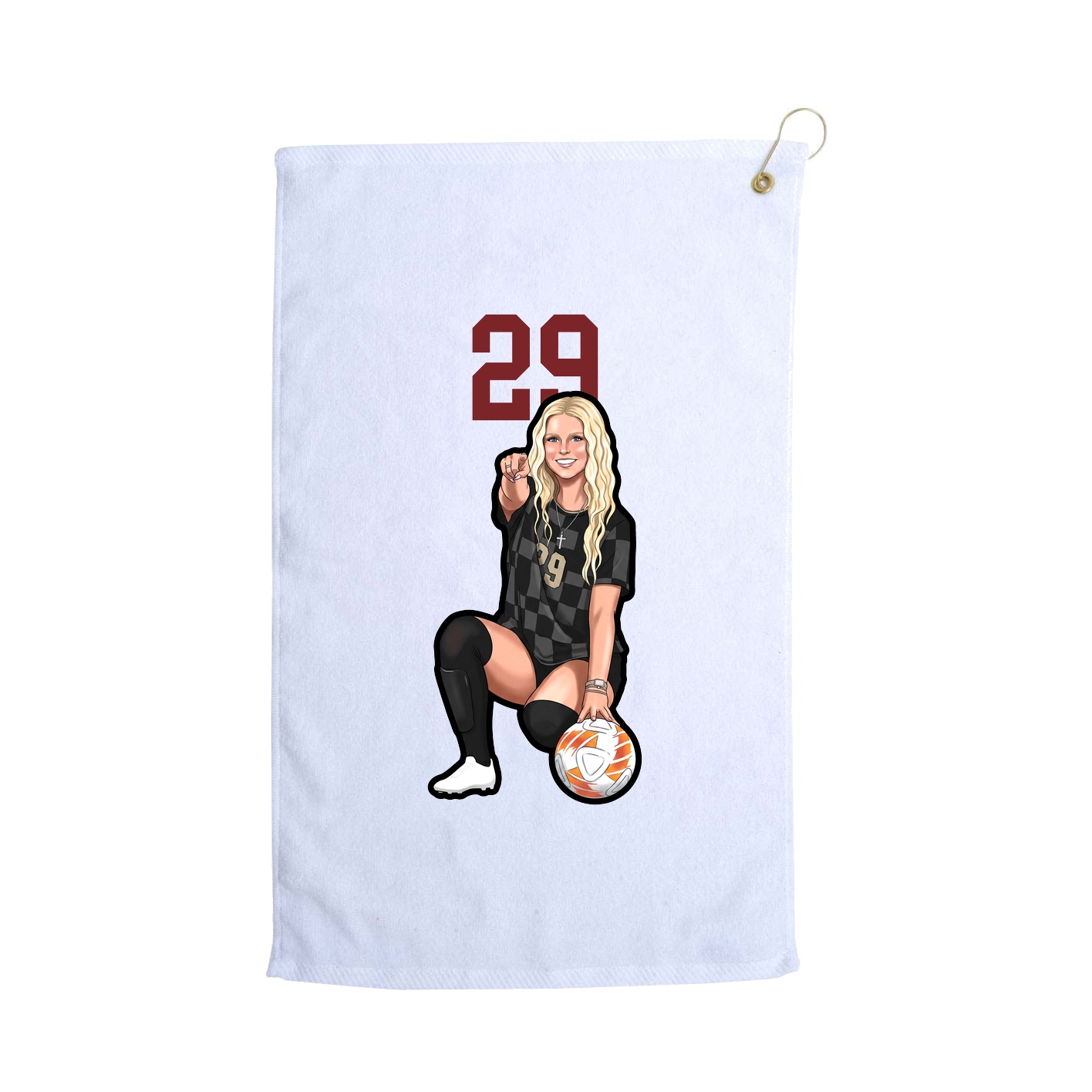 Golf Towel — Number Top in White