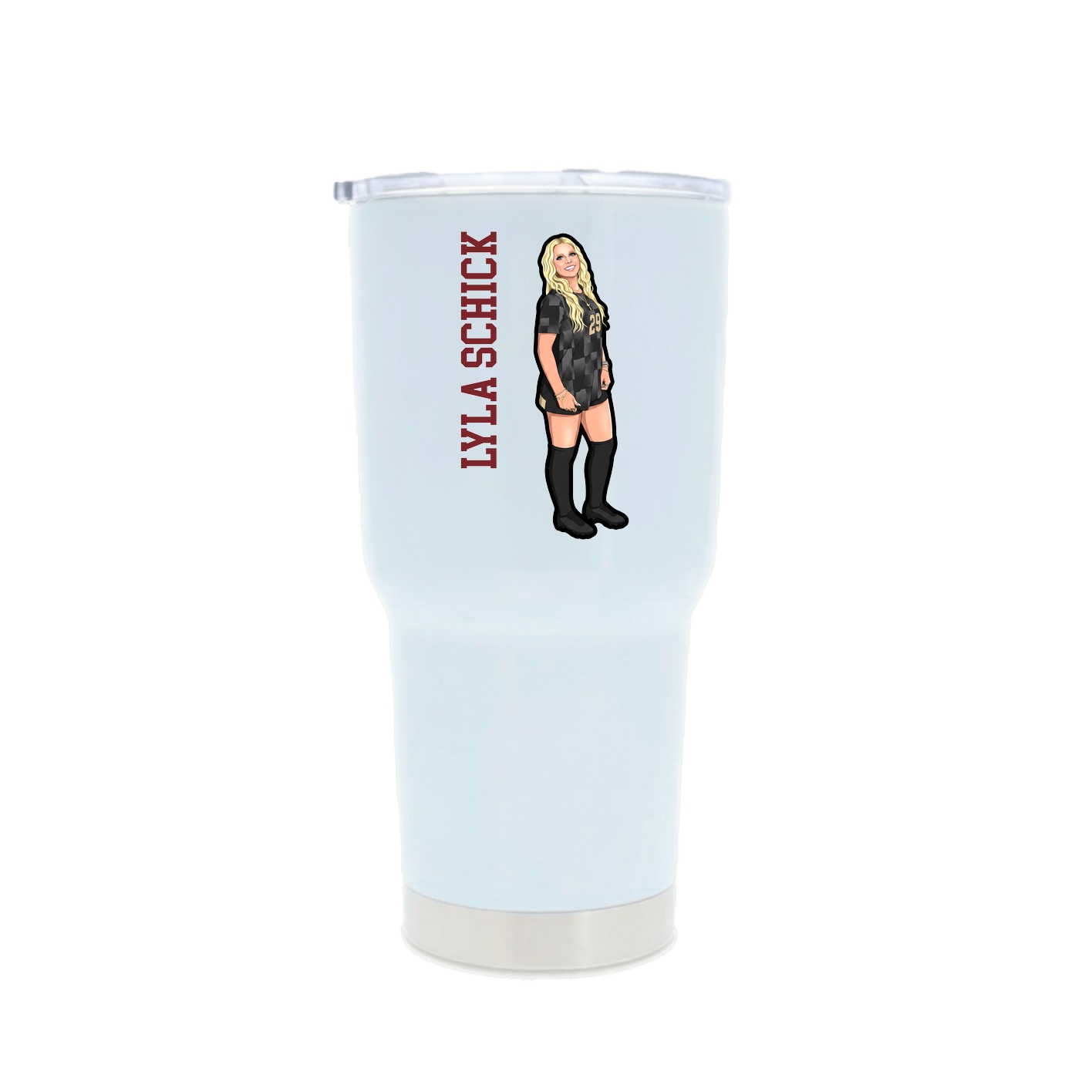30oz Stainless Steel Tumbler — Name Vertical in White
