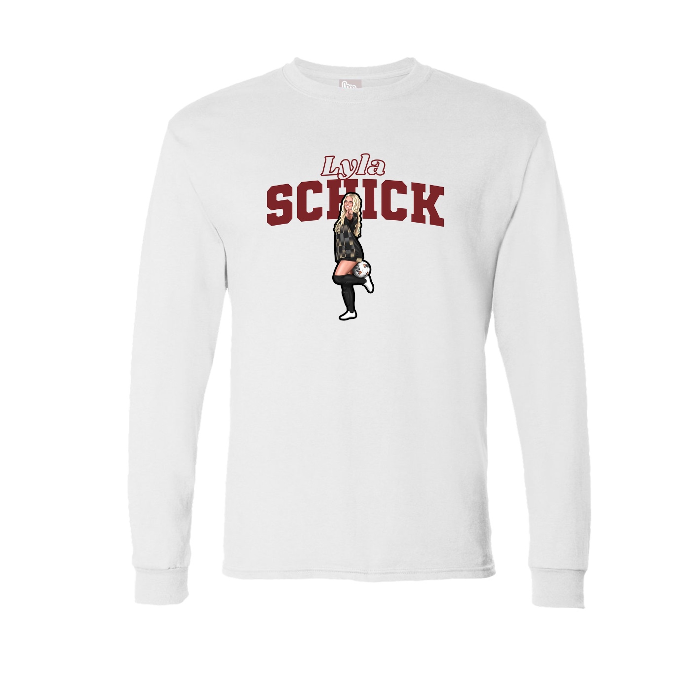 Long Sleeve Tee — Name Arch in White
