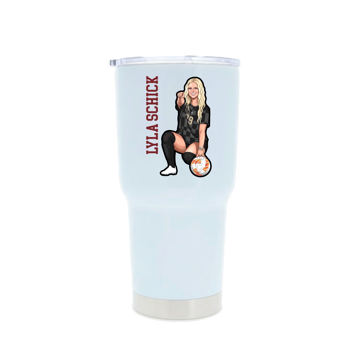 30oz Stainless Steel Tumbler — Name Vertical in White