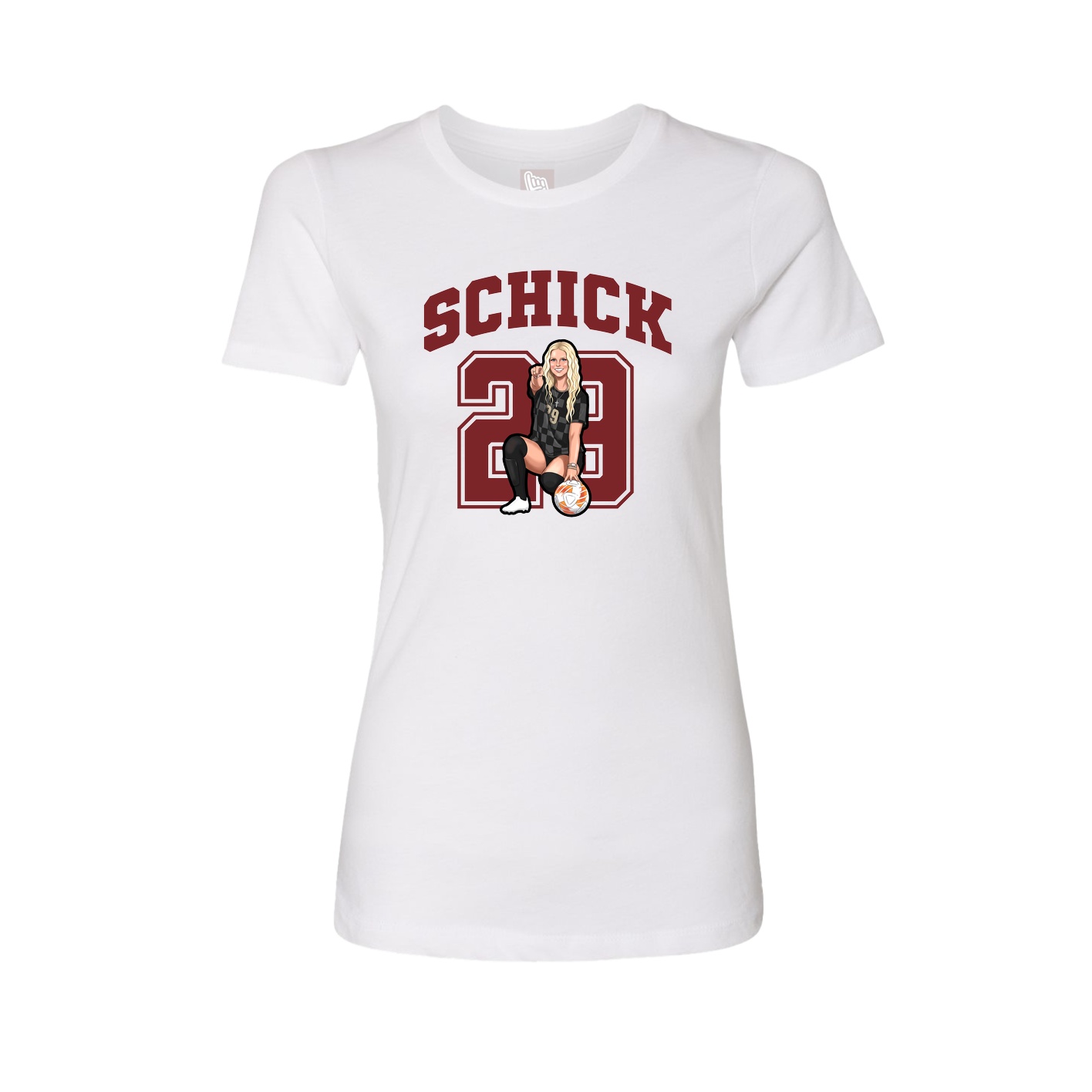 Fitted Women's Tee — Number in White
