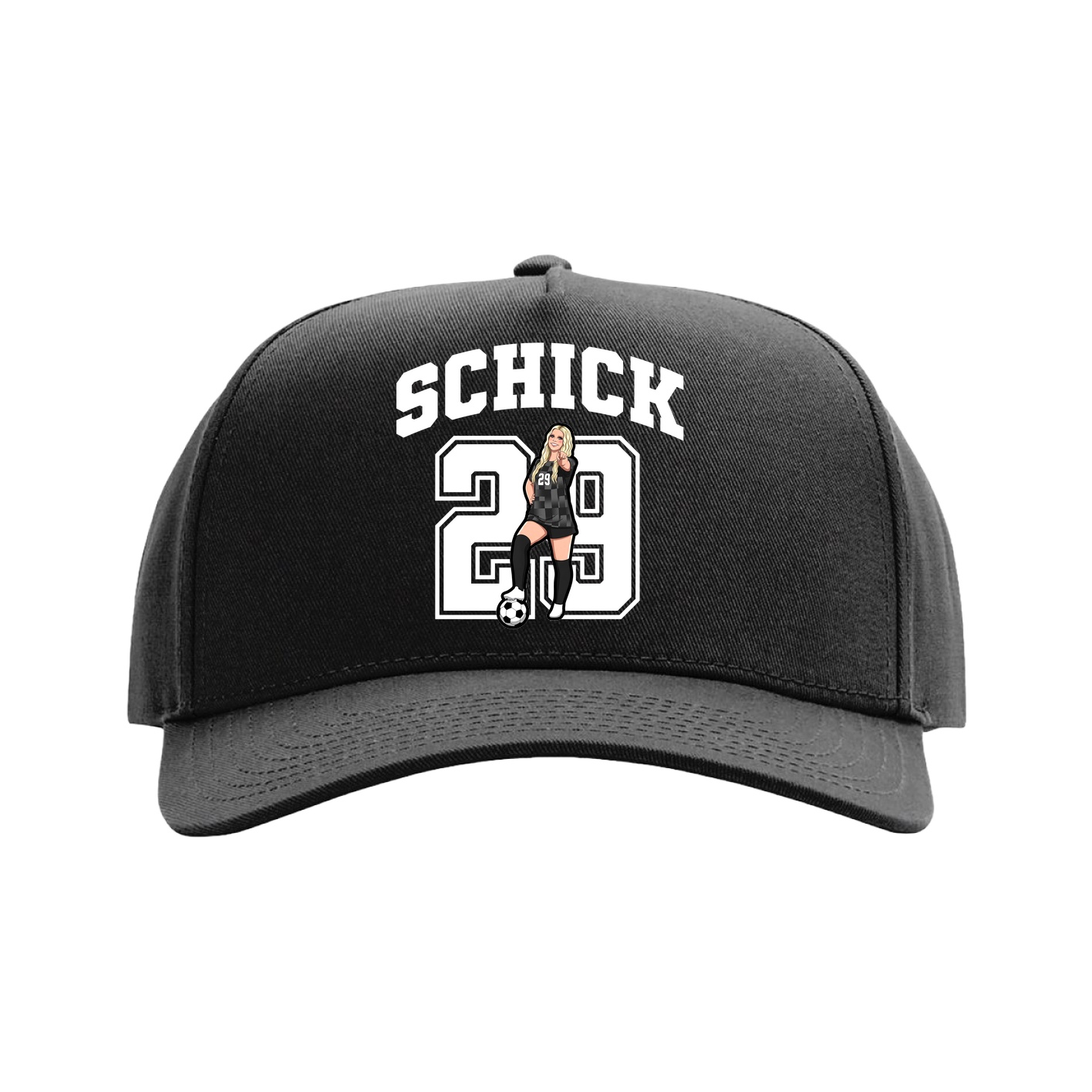 Full Fabric Five-Panel Champ Cap — Number in Black