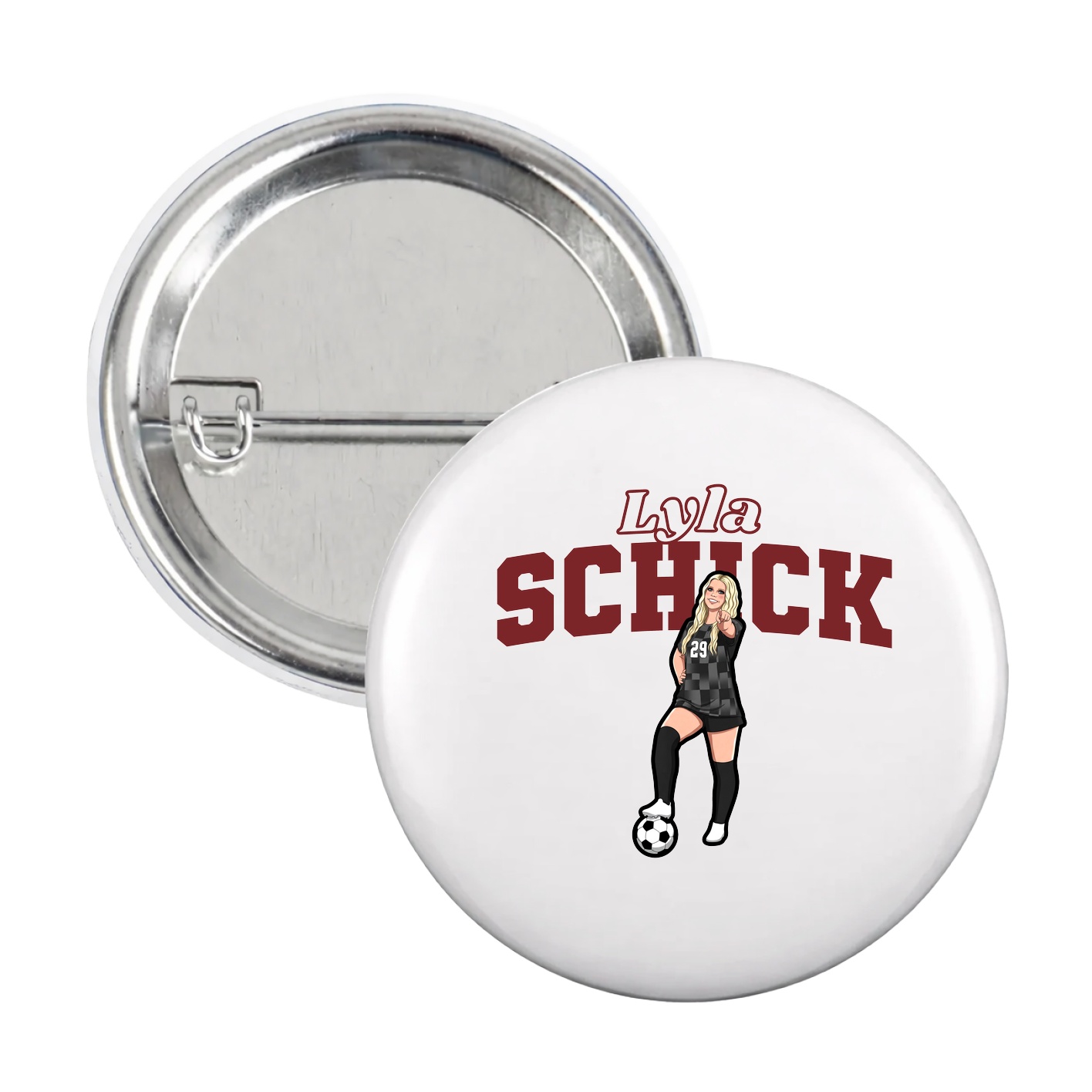 Game Day Button — Name Arch in White