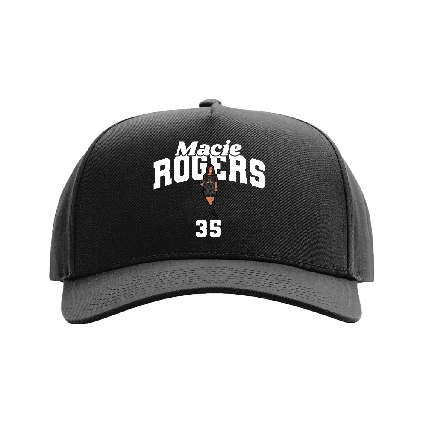 Full Fabric Five-Panel Champ Cap — Signature Arch in Black