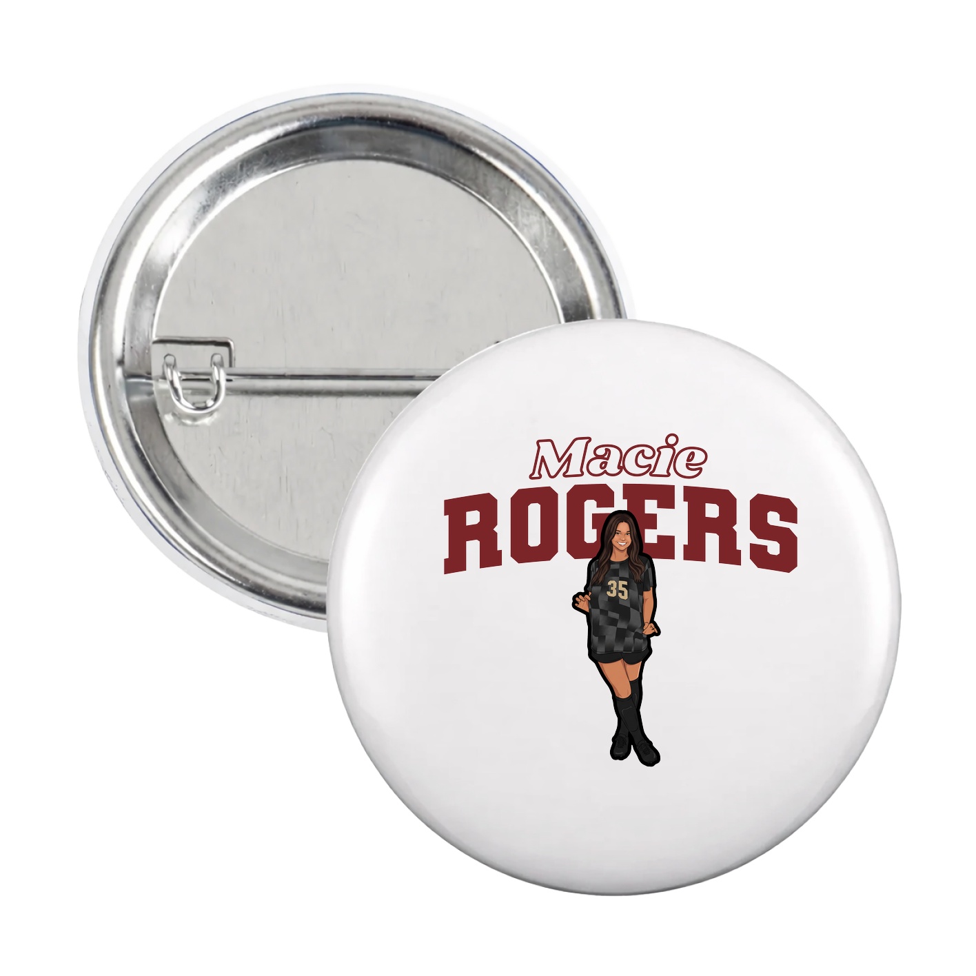 Game Day Button — Name Arch in White