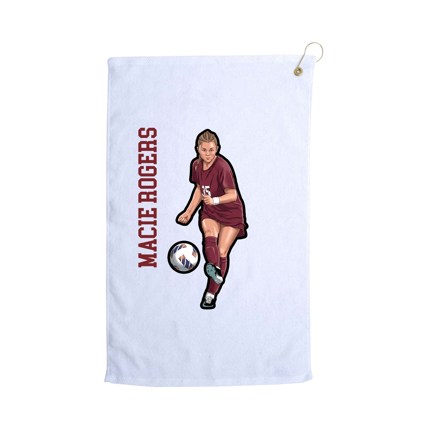 Golf Towel — Name Vertical in White