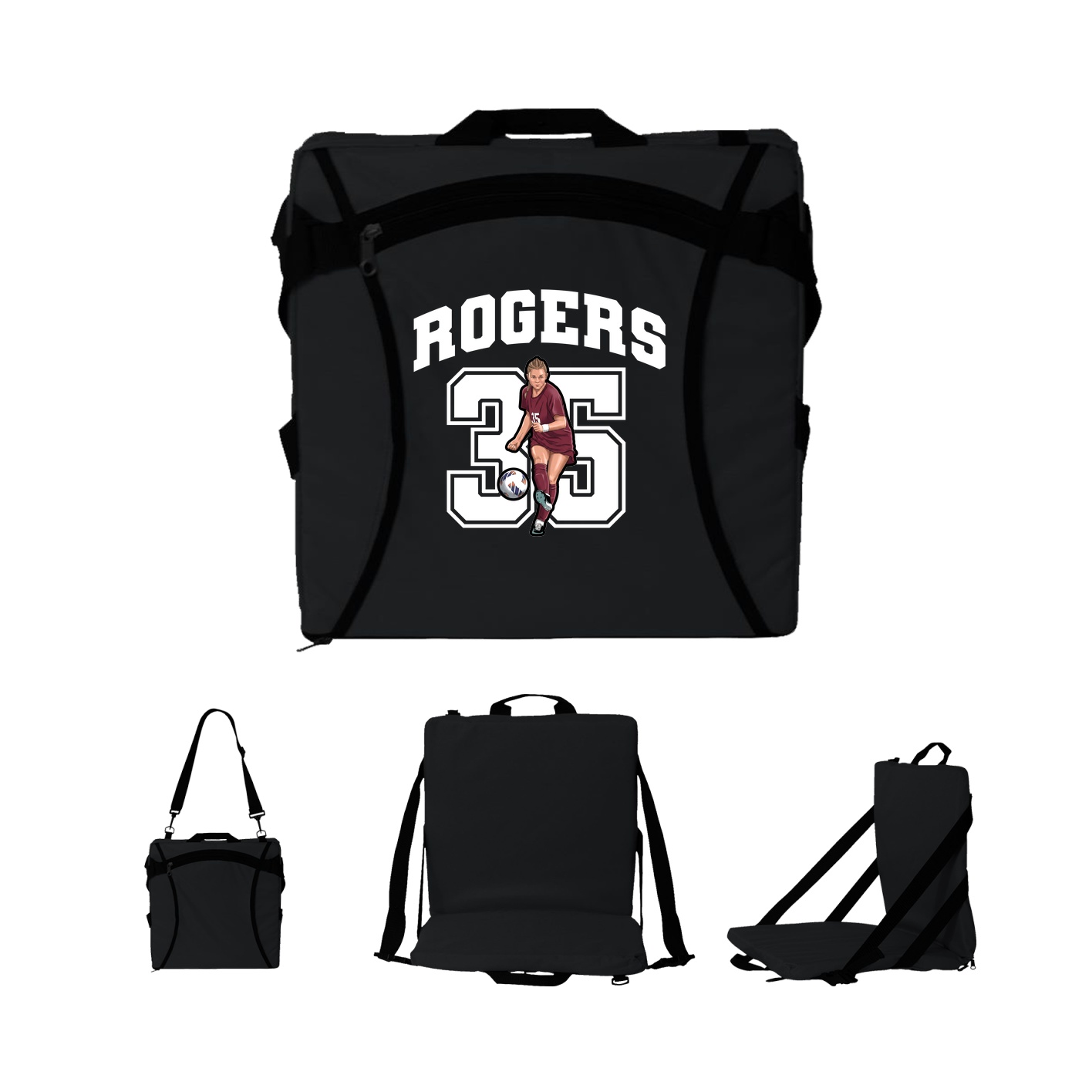 Folding Stadium Seat — Number in Black