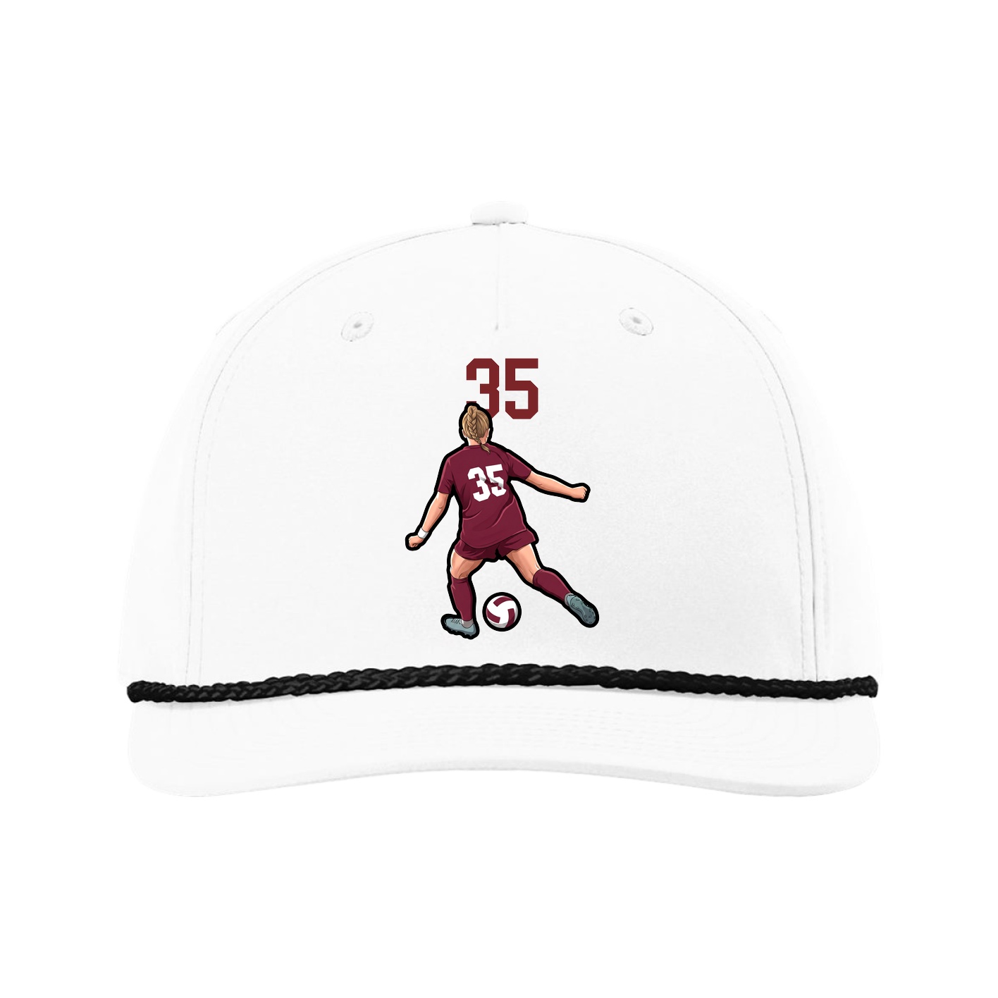 Five-Panel Classic Rope Cap — Number Top in White