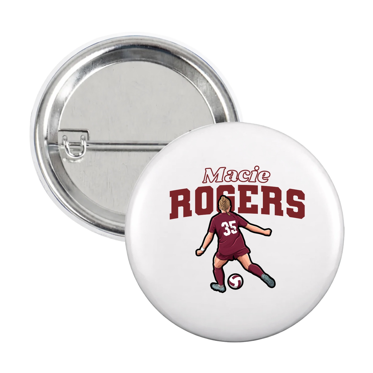 Game Day Button — Name Arch in White