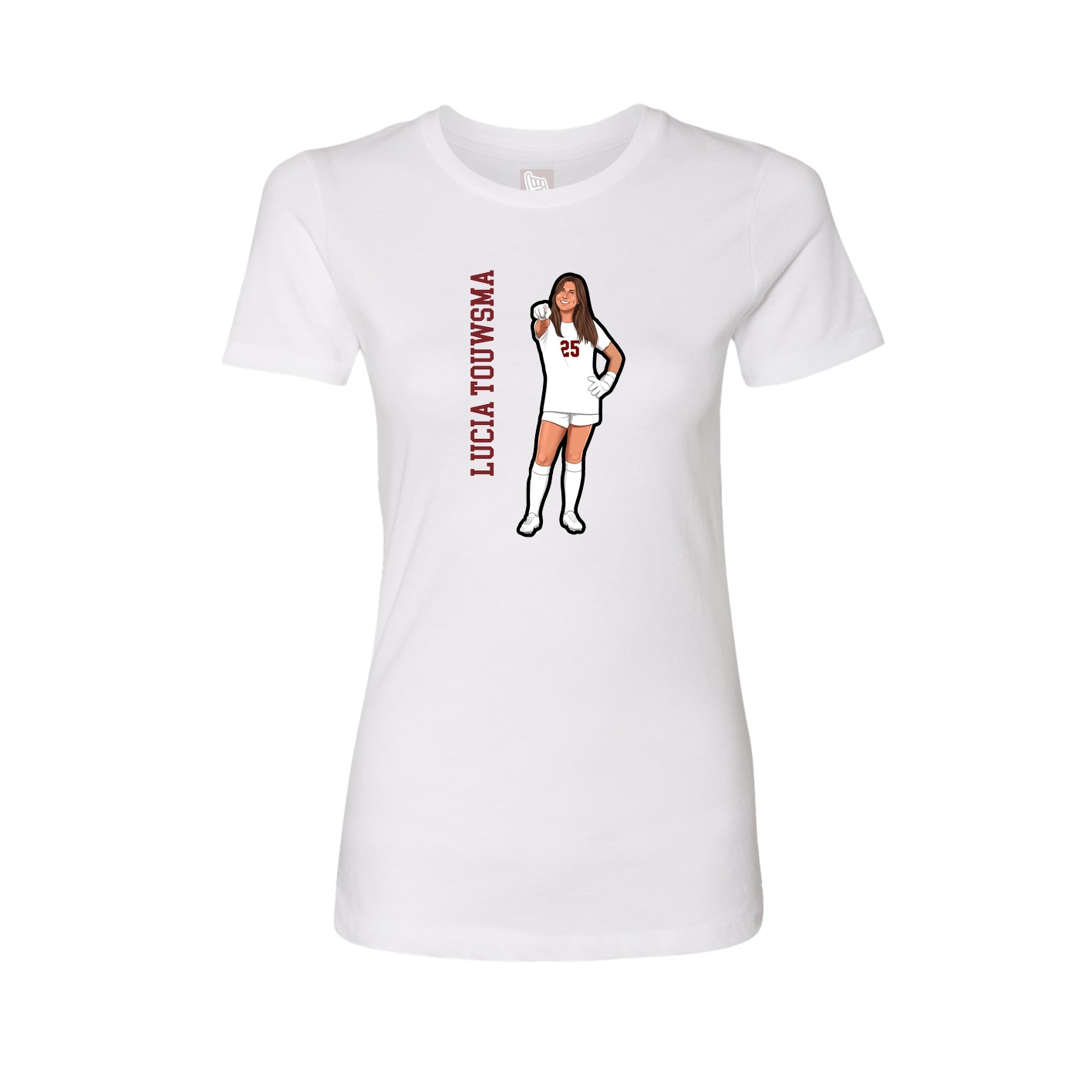 Fitted Women's Tee — Name Vertical in White