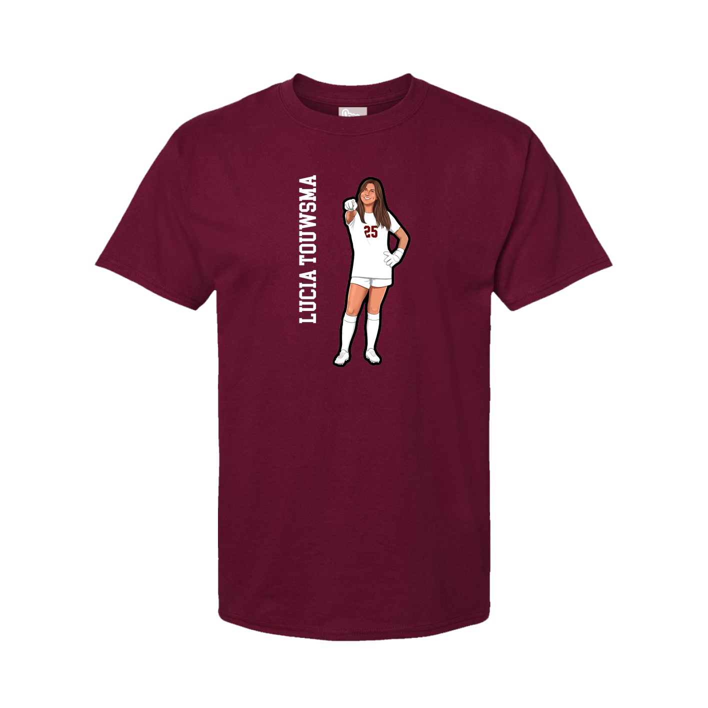 Youth Tee — Name Vertical in Cardinal