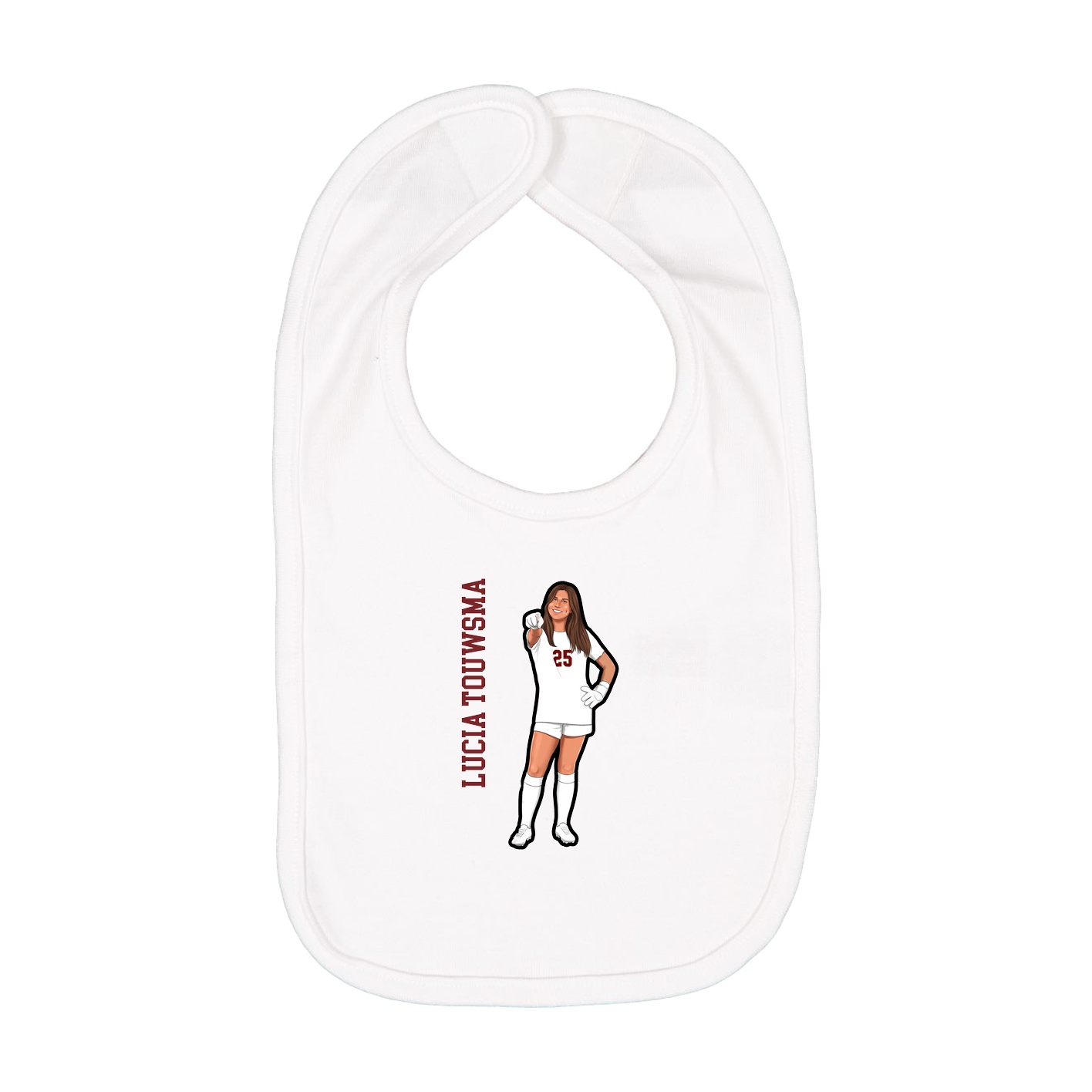 Infant Bib — Name Vertical in White