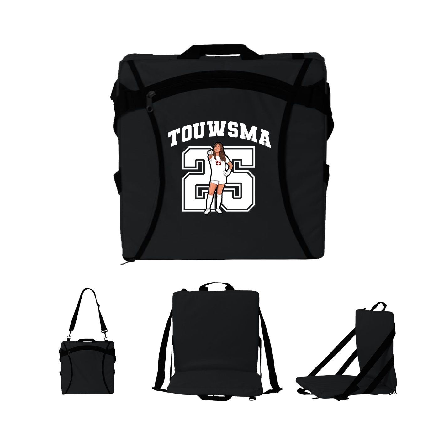 Folding Stadium Seat — Number in Black