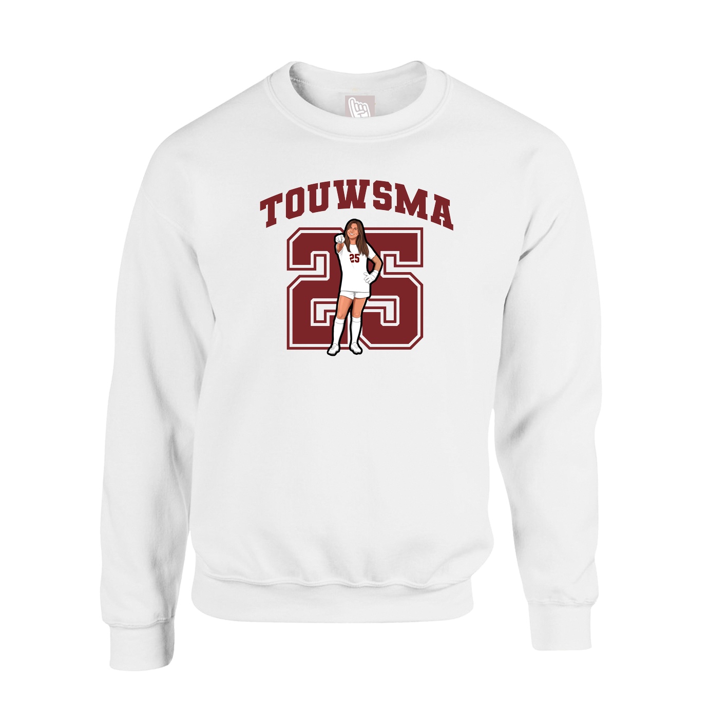 Fleece Crew — Number in White
