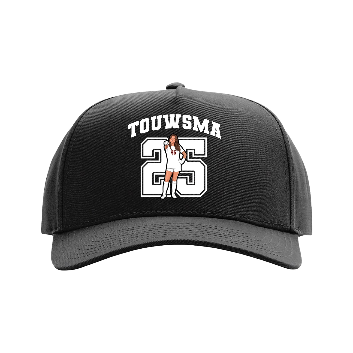 Full Fabric Five-Panel Champ Cap — Number in Black