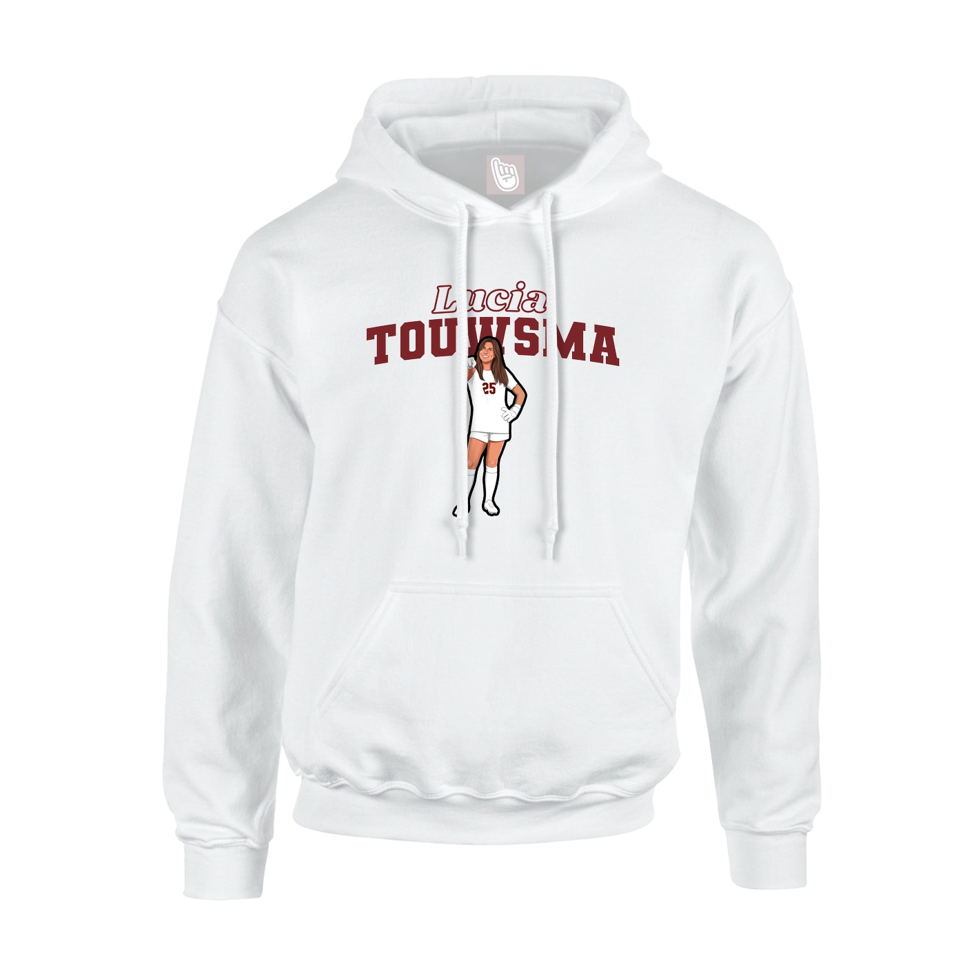 Youth Hoodie — Name Arch in White