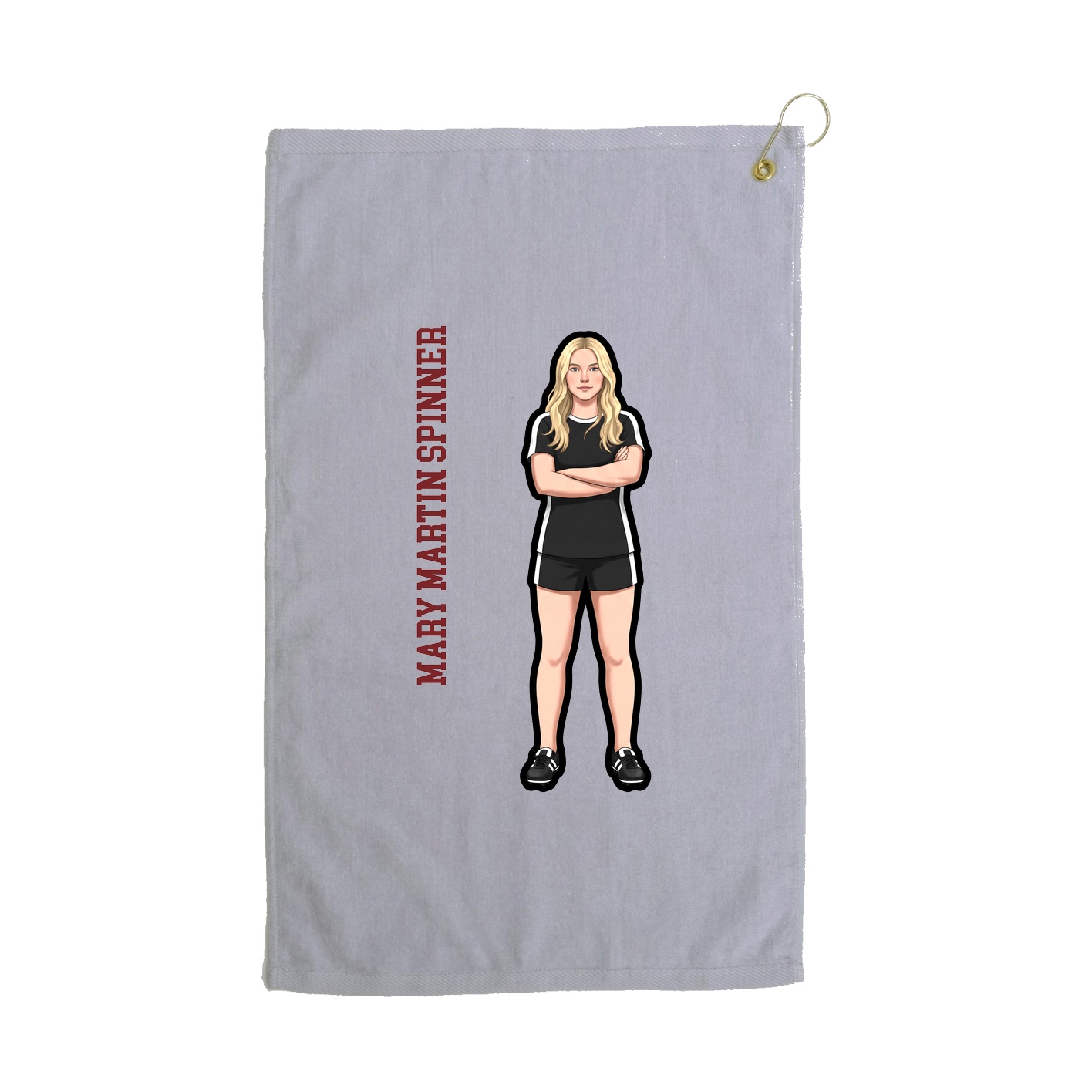 Golf Towel — Name Vertical in Grey