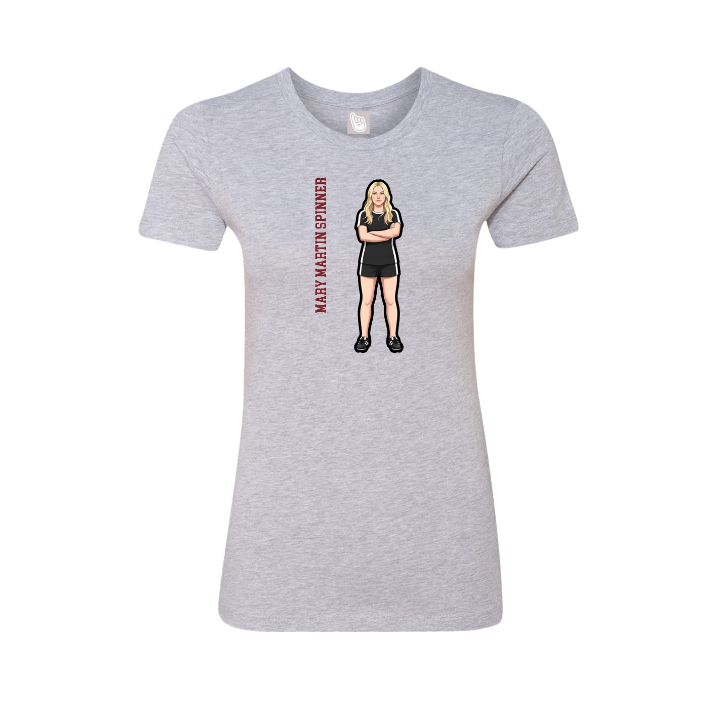 Fitted Women's Tee — Name Vertical in Grey