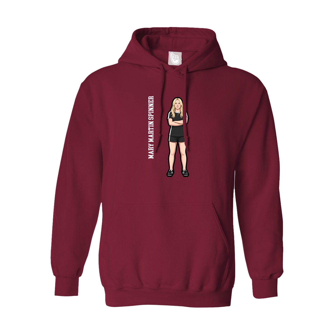Hoodie — Name Vertical in Cardinal