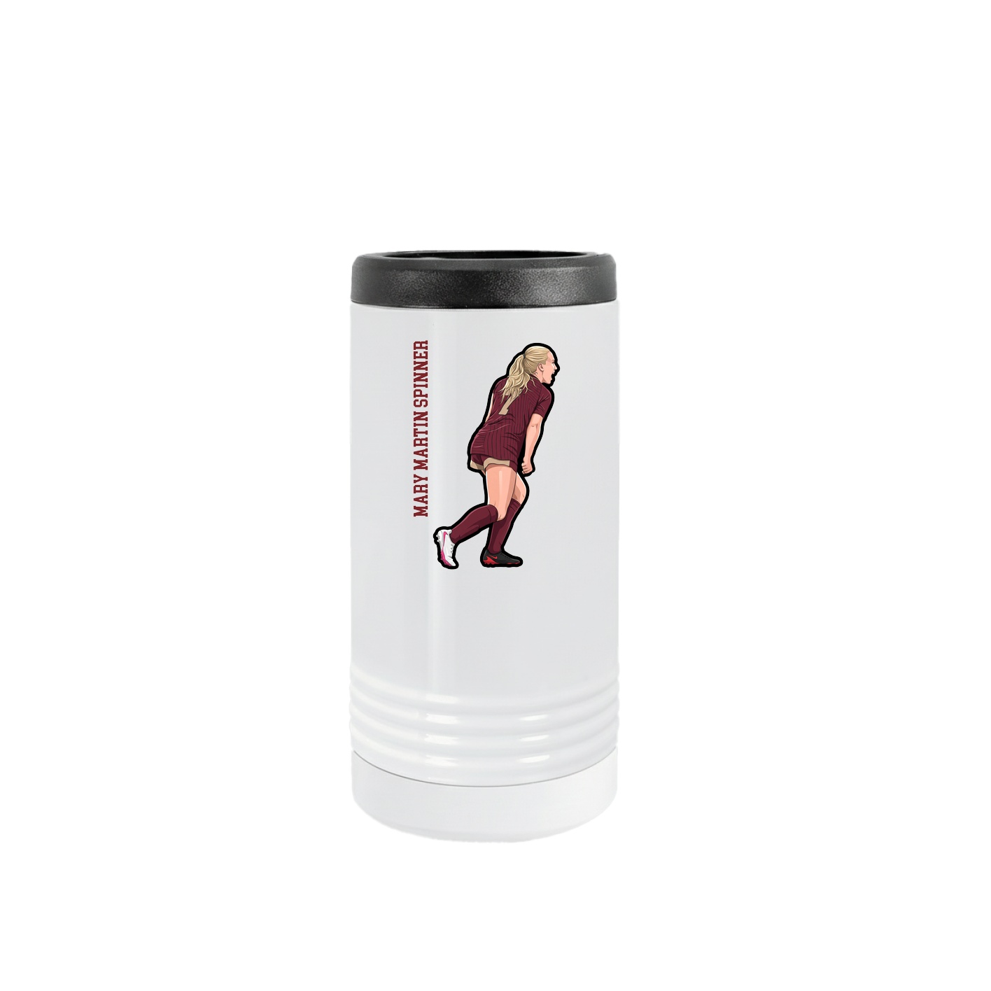 Slim Beverage Holder — Name Vertical in White