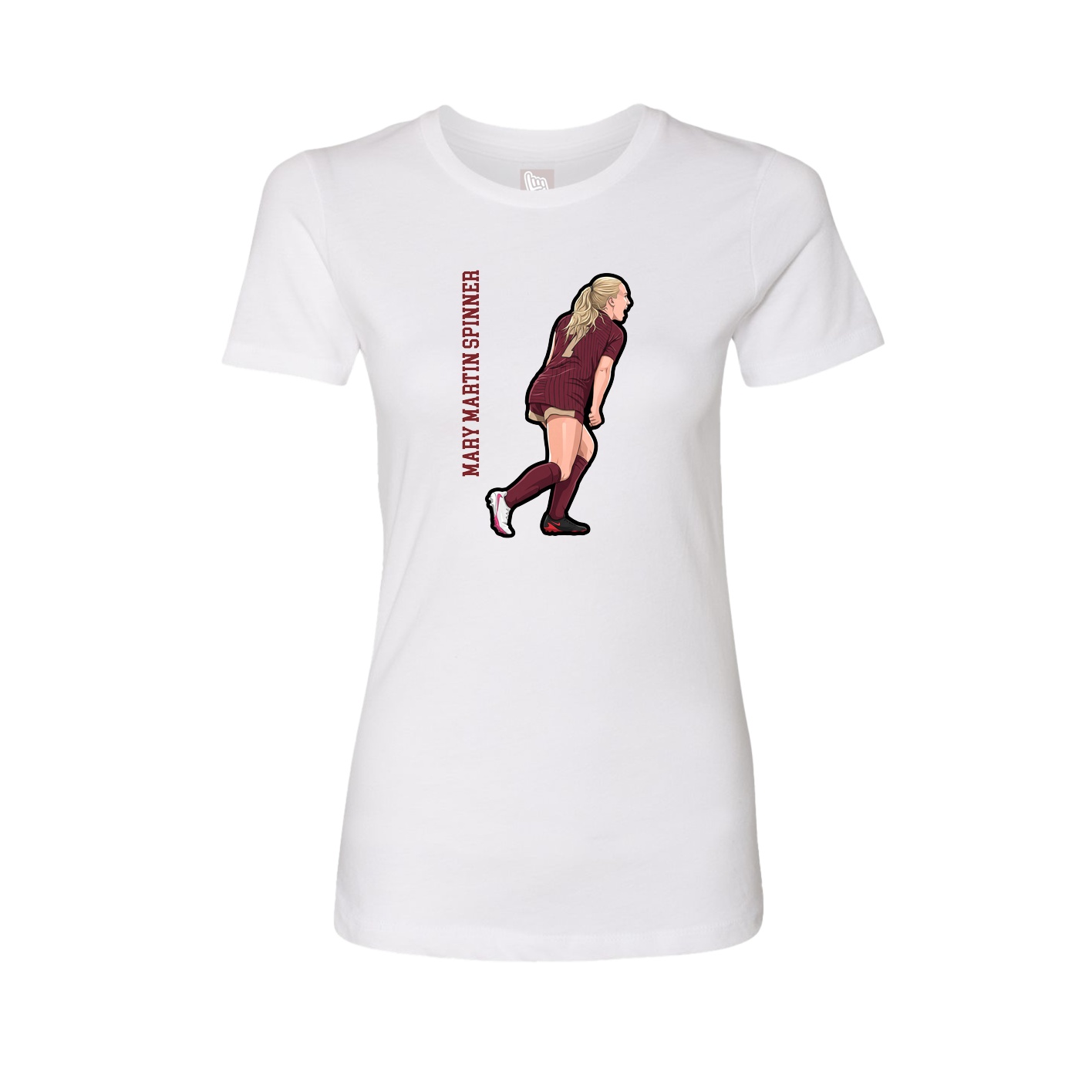 Fitted Women's Tee — Name Vertical in White