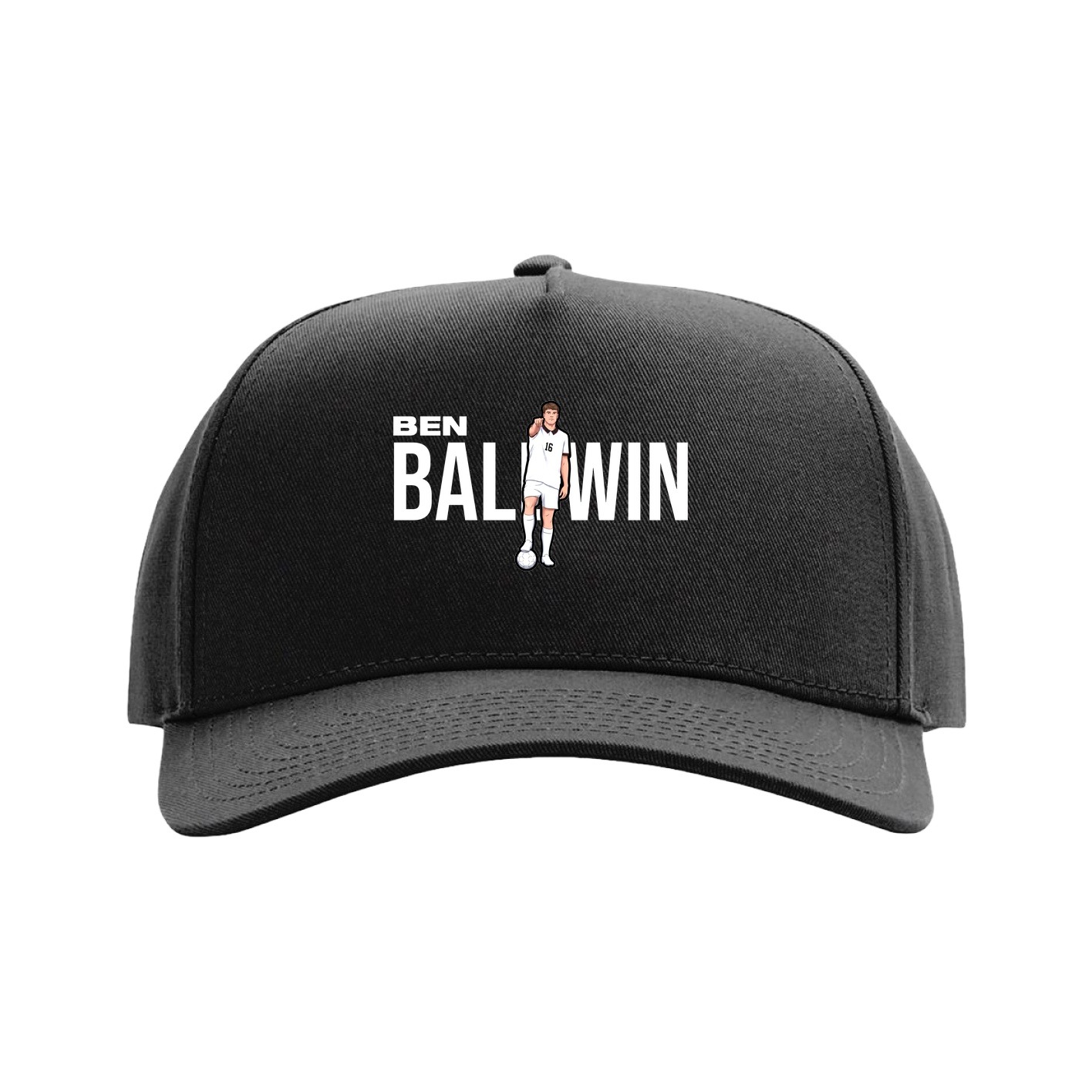 Full Fabric Five-Panel Champ Cap — Player Name in Black