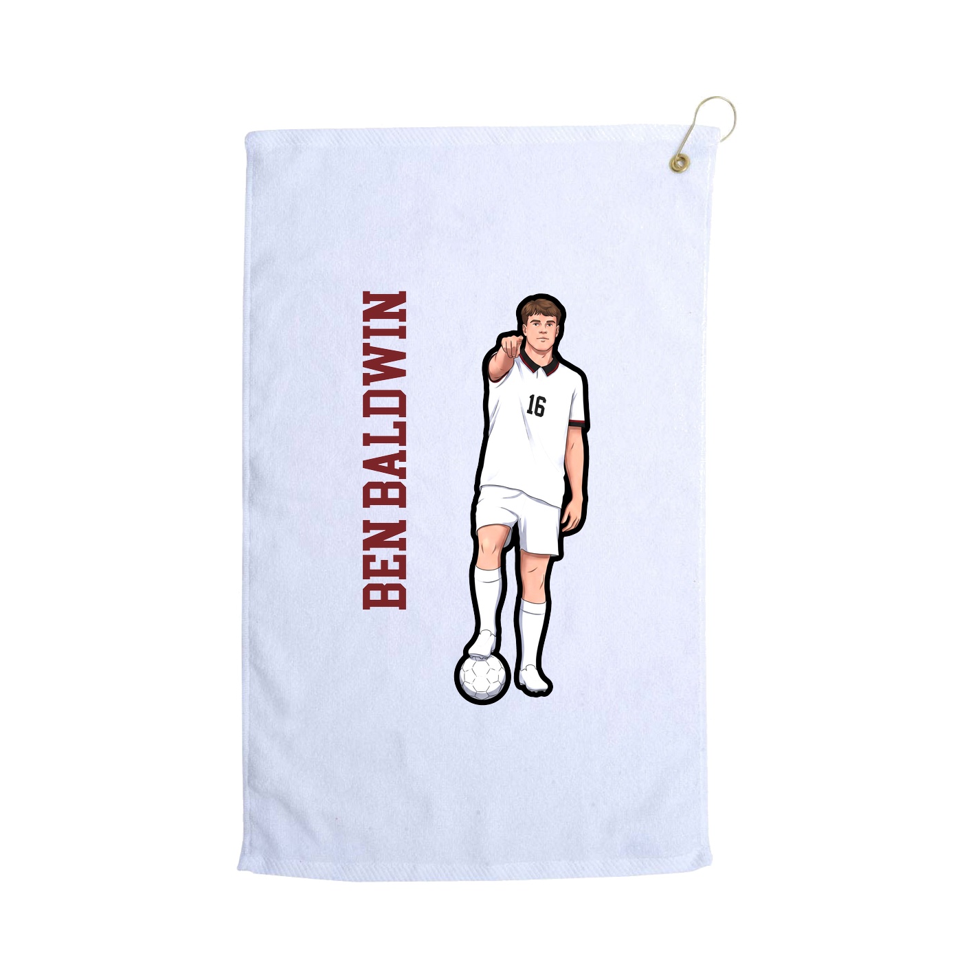 Golf Towel — Name Vertical in White