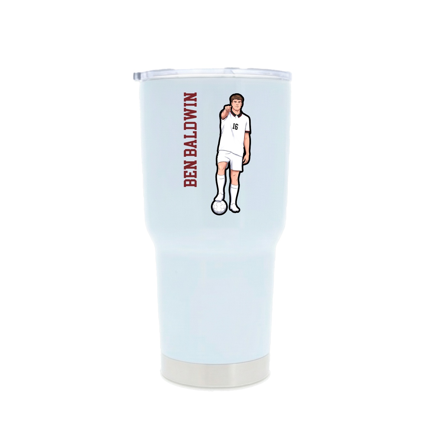 30oz Stainless Steel Tumbler — Name Vertical in White