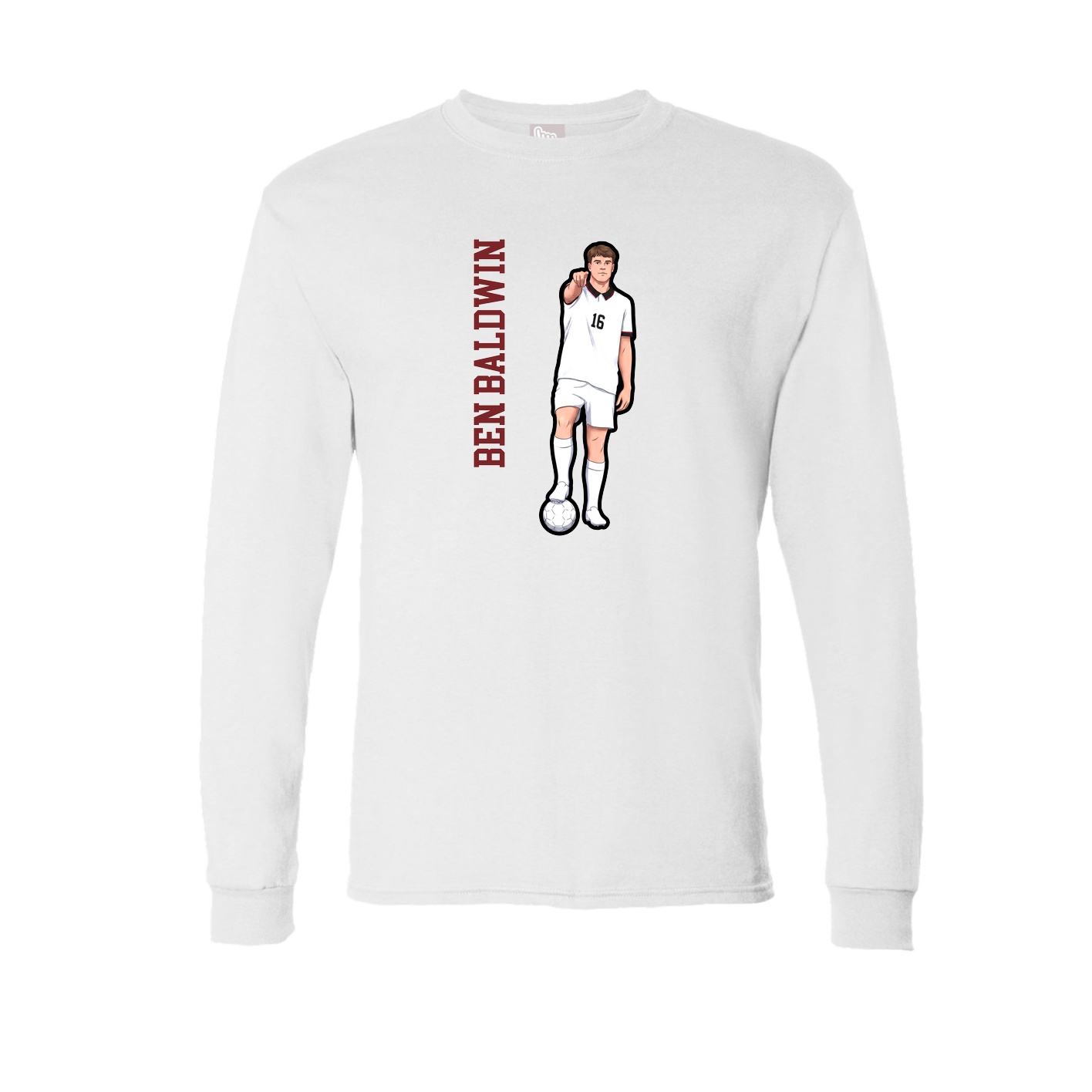 Long Sleeve Tee — Name Vertical in White