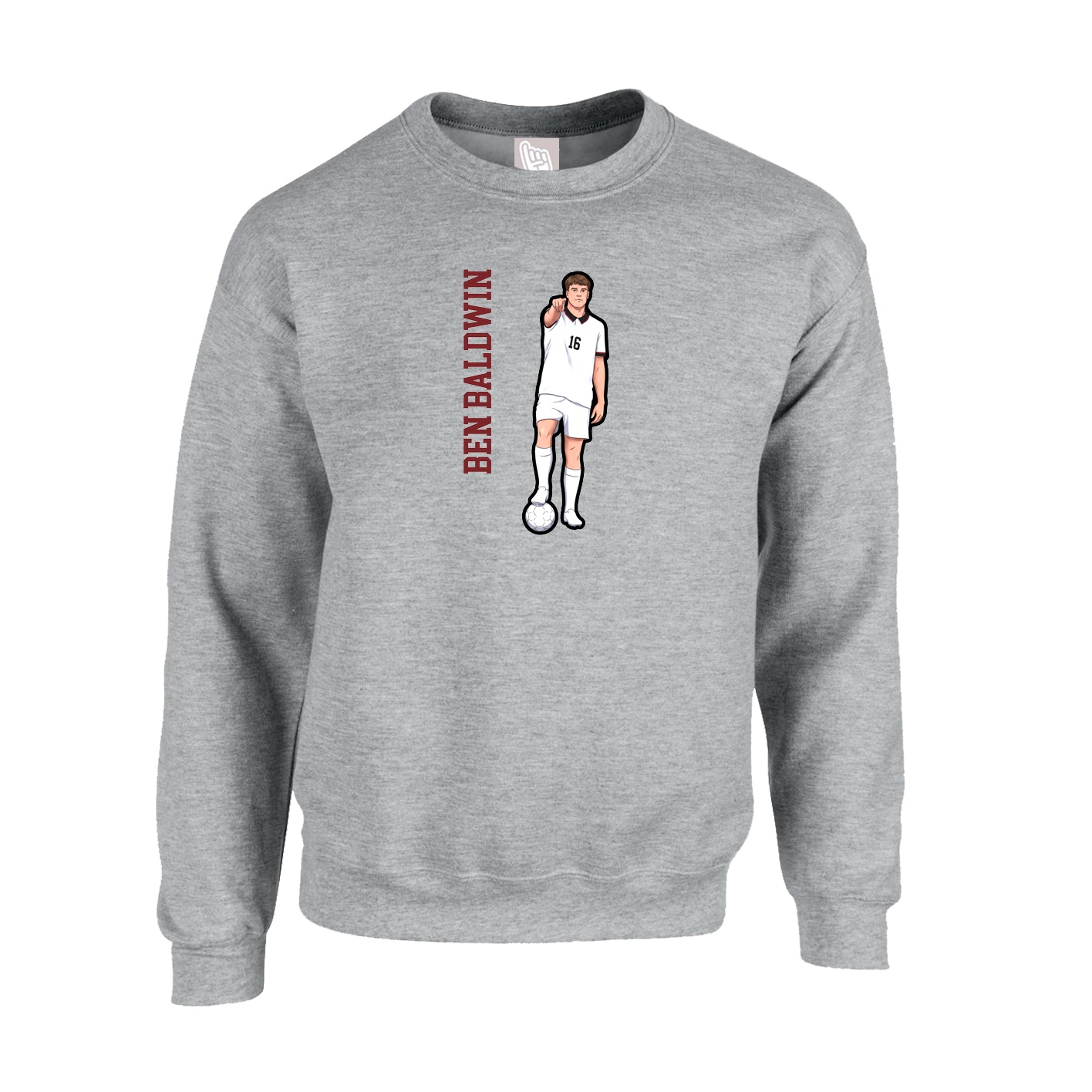 Fleece Crew — Name Vertical in Grey