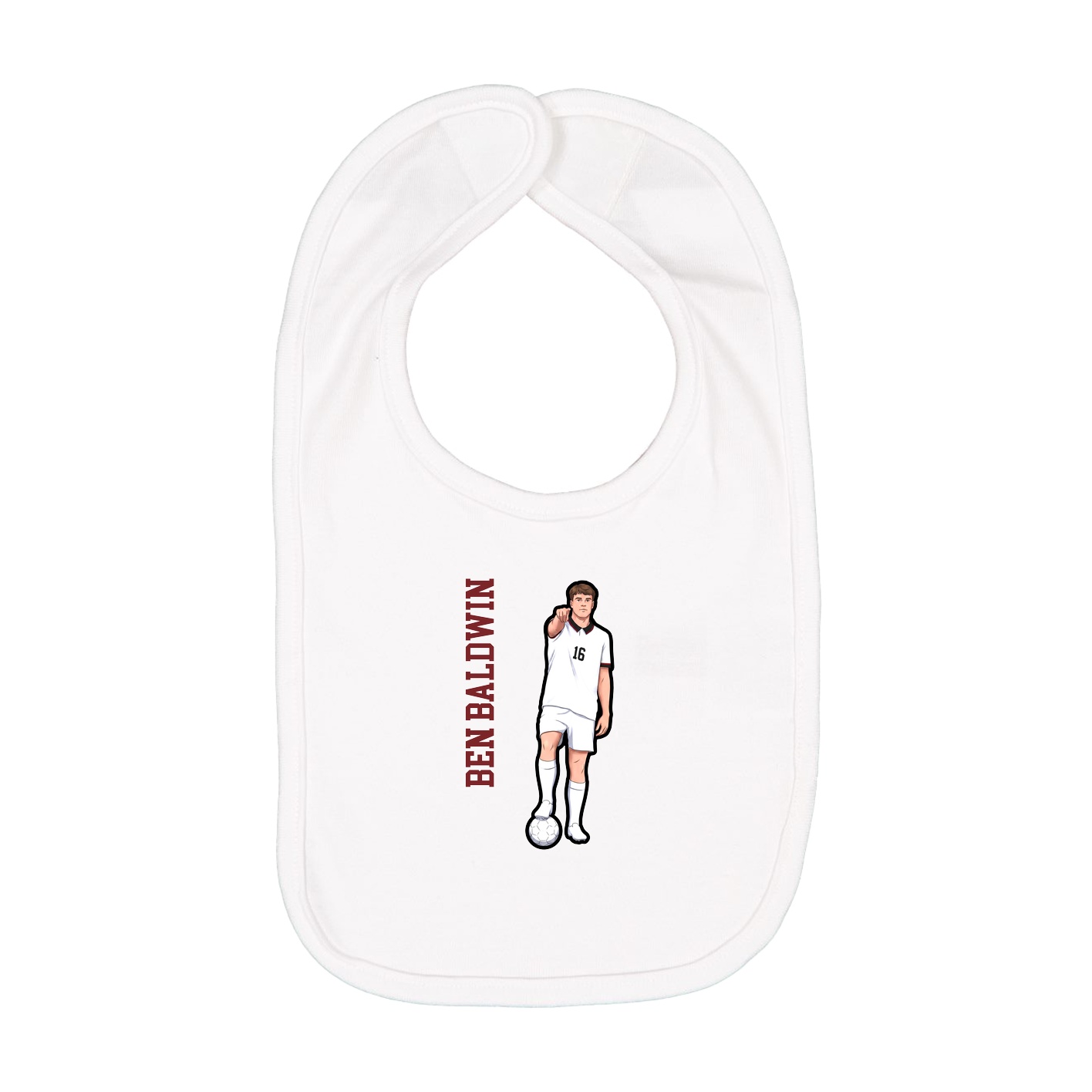 Infant Bib — Name Vertical in White