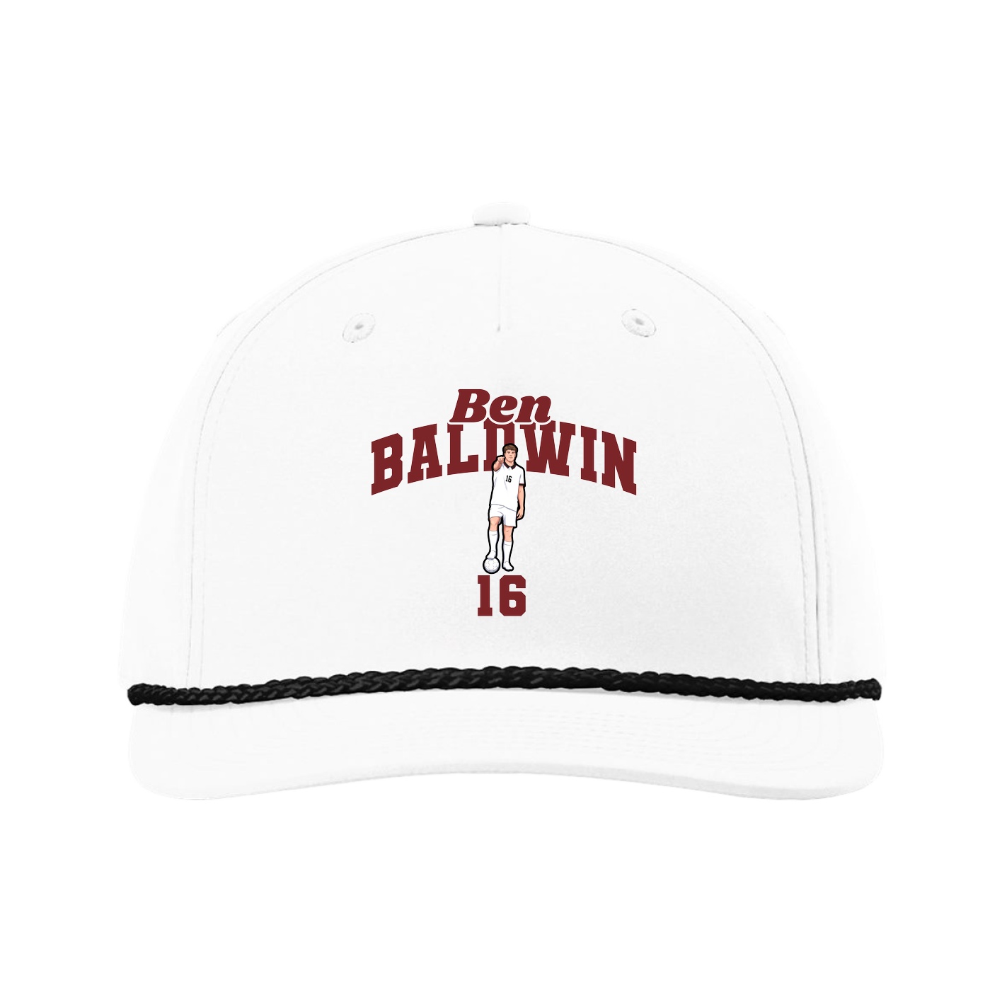 Five-Panel Classic Rope Cap — Signature Arch in White
