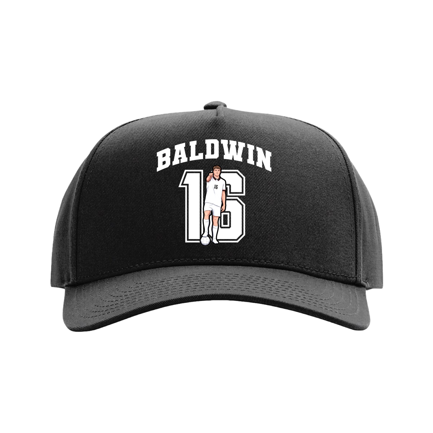 Full Fabric Five-Panel Champ Cap — Number in Black
