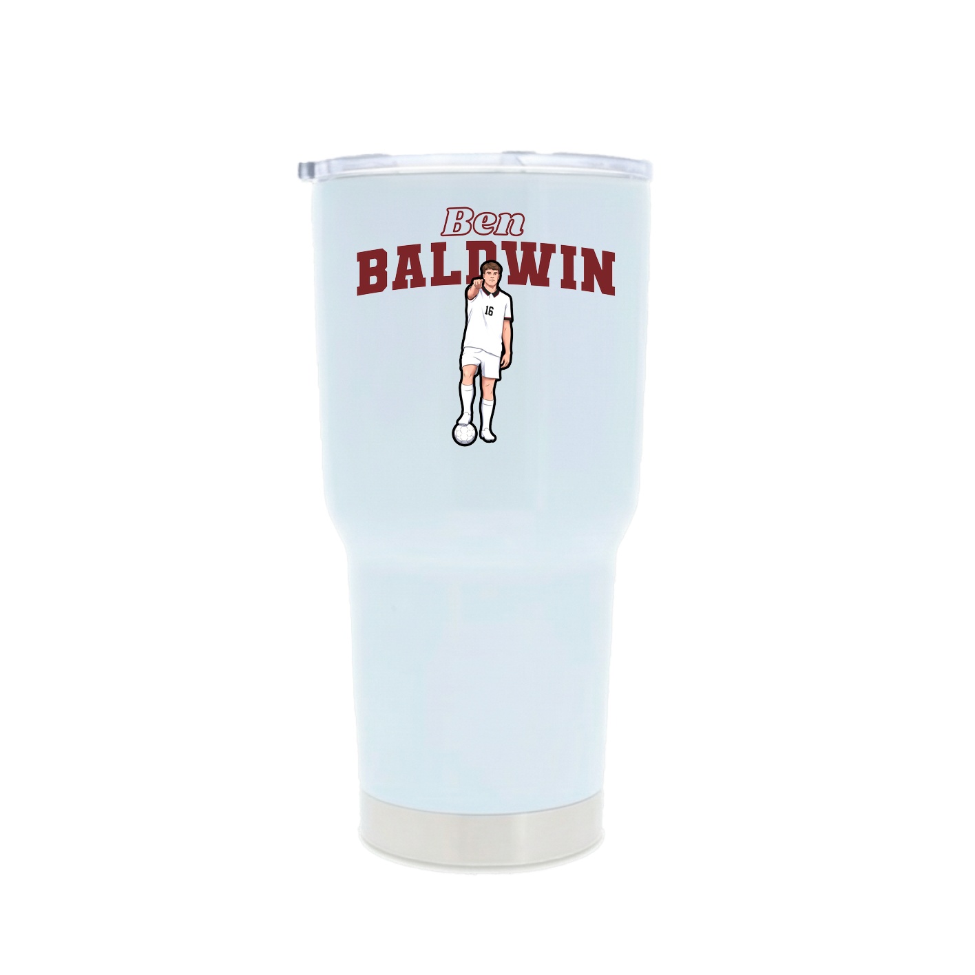 30oz Stainless Steel Tumbler — Name Arch in White