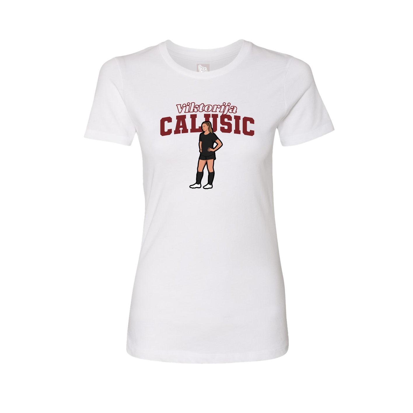 Fitted Women's Tee — Name Arch in White