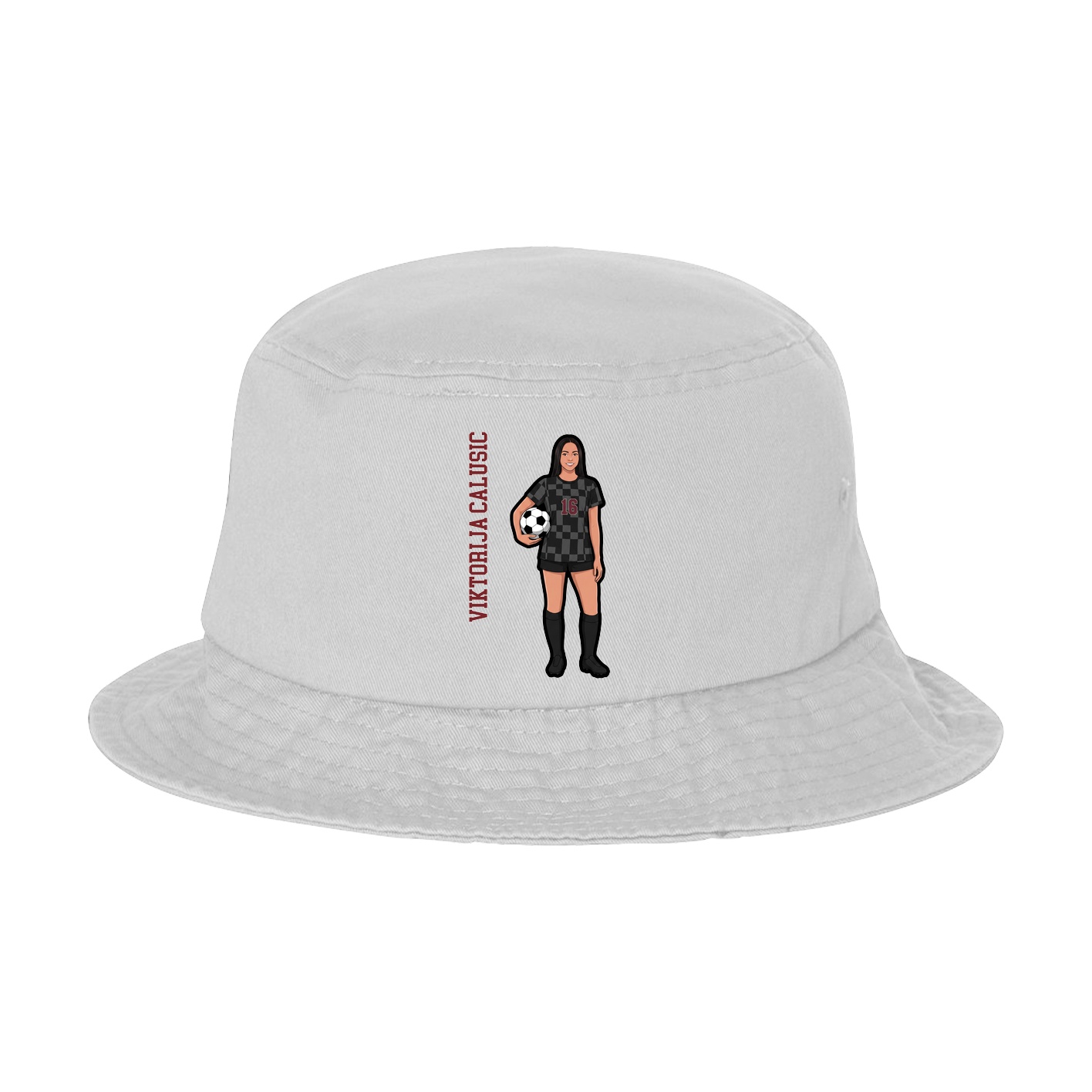 Bucket Cap — Name Vertical in White