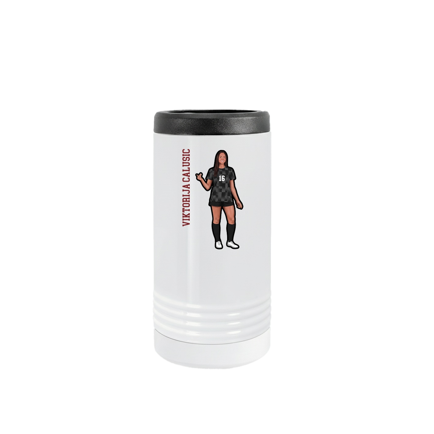 Slim Beverage Holder — Name Vertical in White